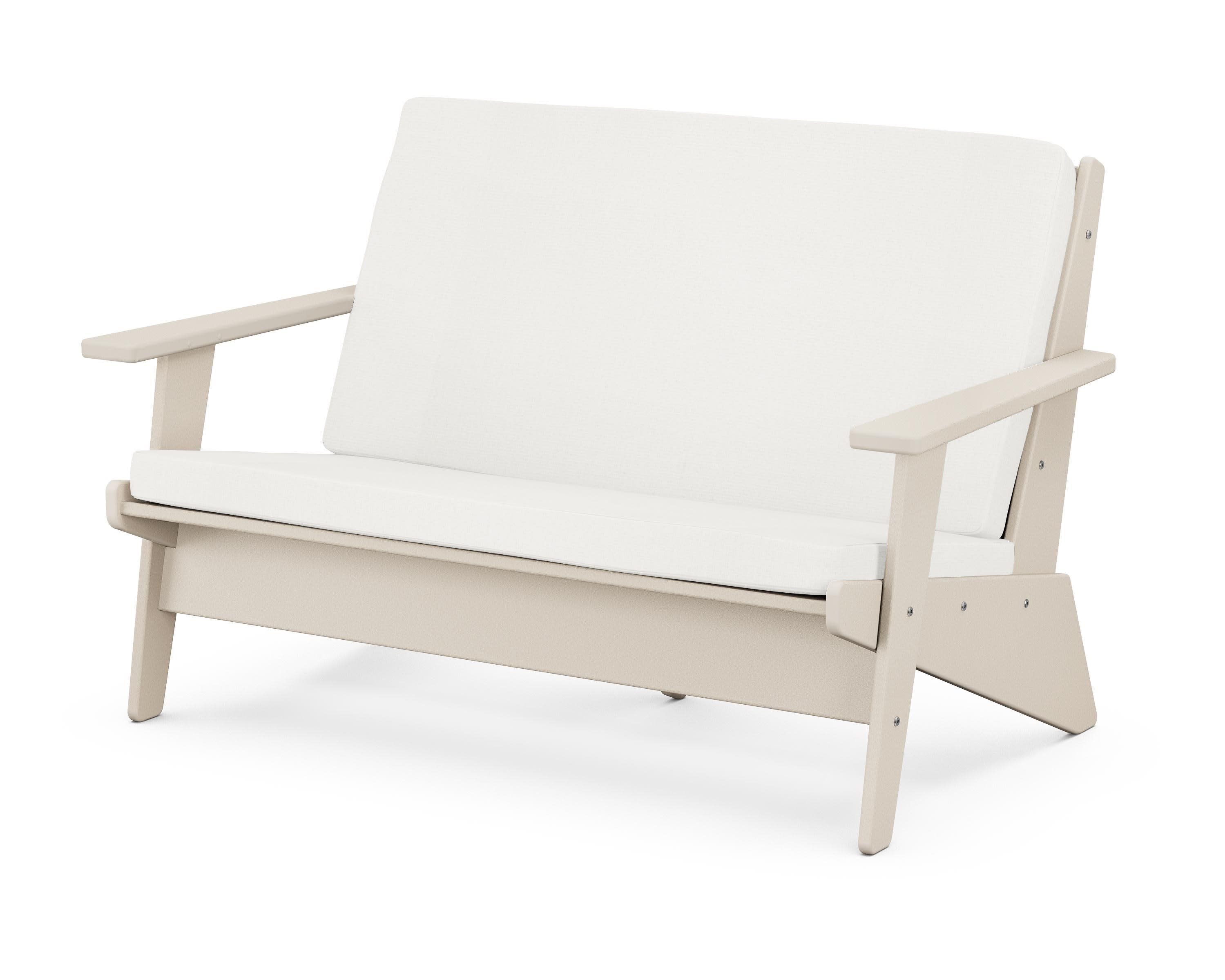 Riviera Modern Lounge Loveseat in Sand / Natural Linen