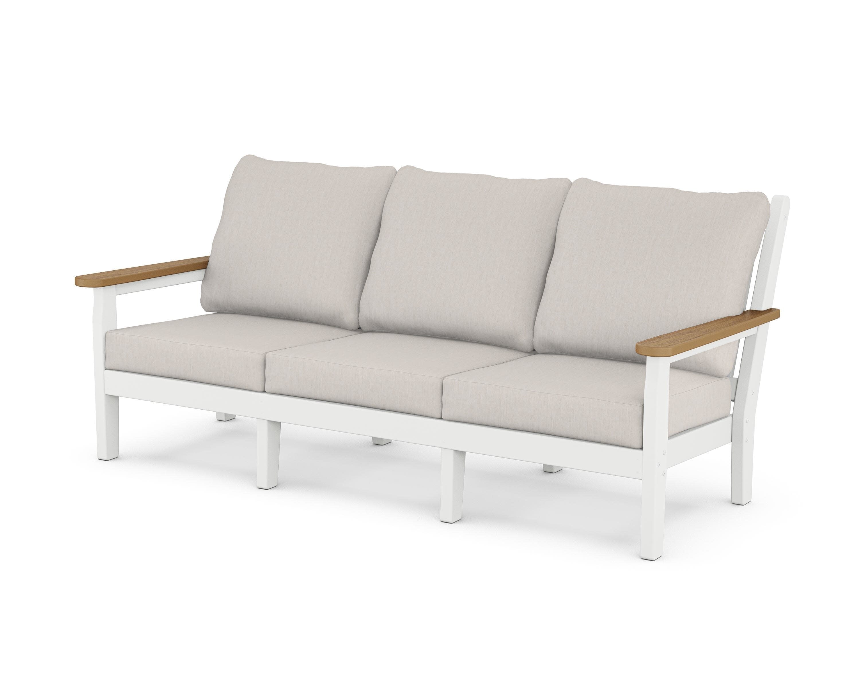 Chippendale Deep Seating Sofa in White / Natural / Cast Ash