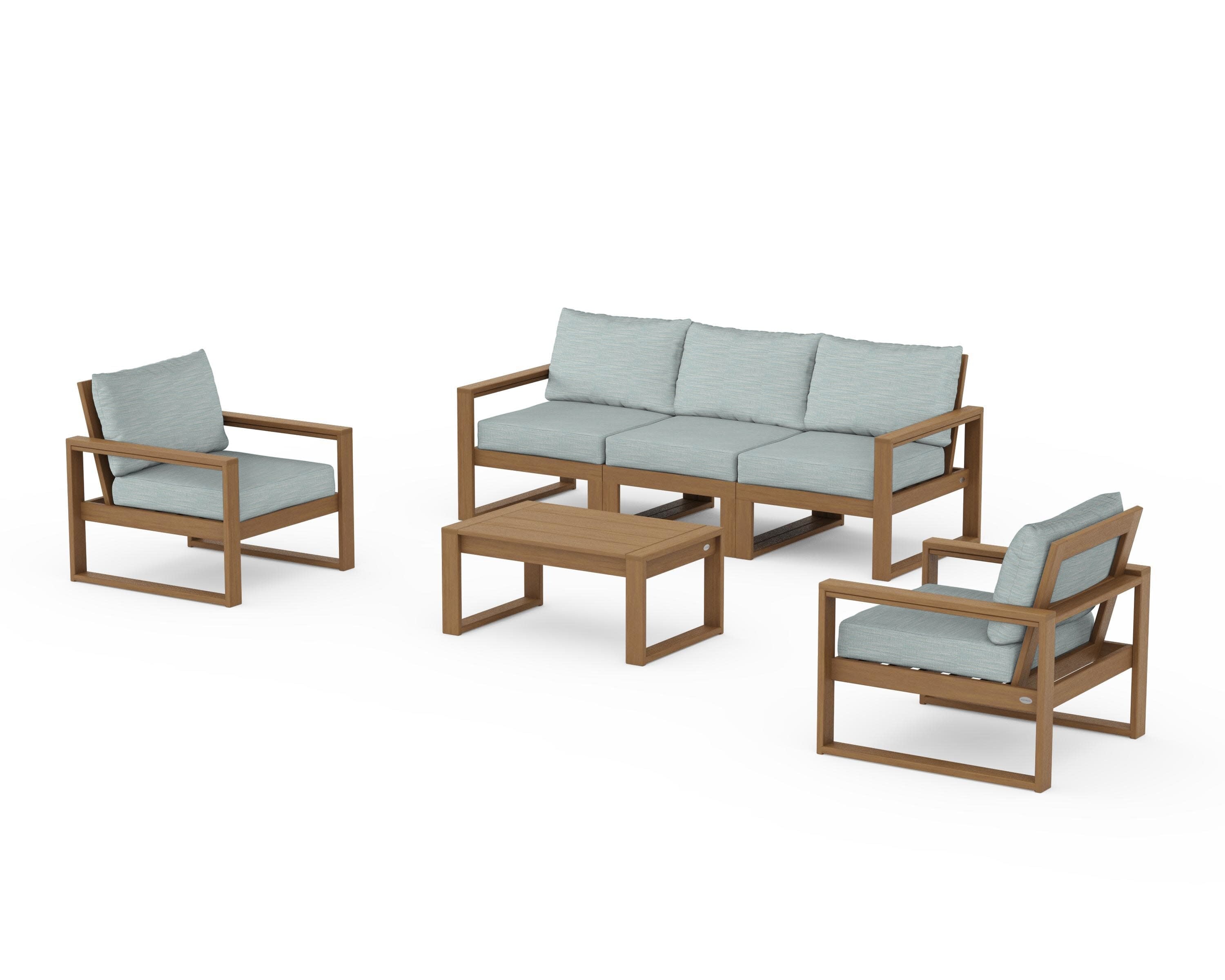 EDGE Sectional 4-Piece Deep Seating Set with Sofa in Natural / Soothe Mist