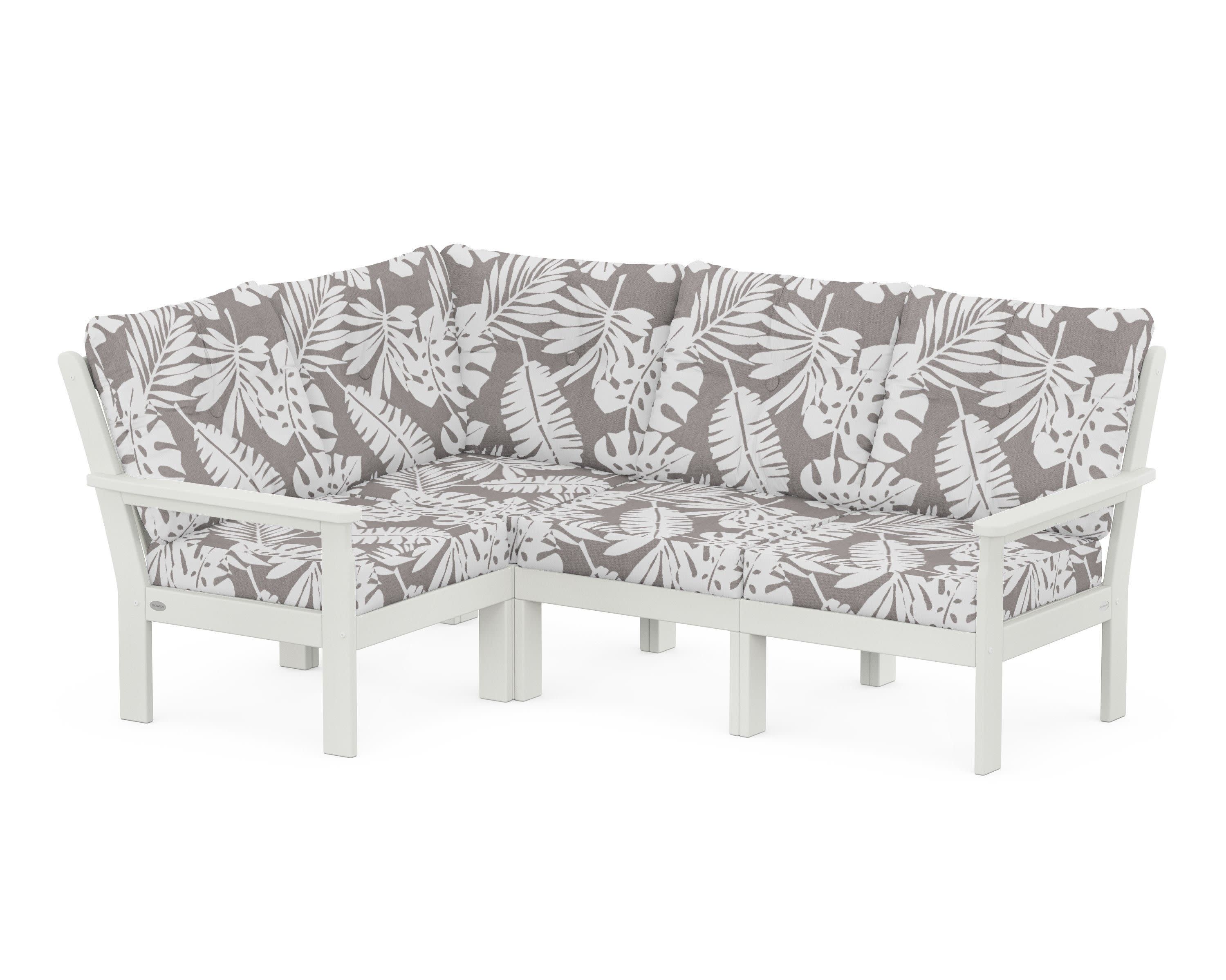 Vineyard 4-Piece Sectional in Vintage White / Leaf Grey Mist