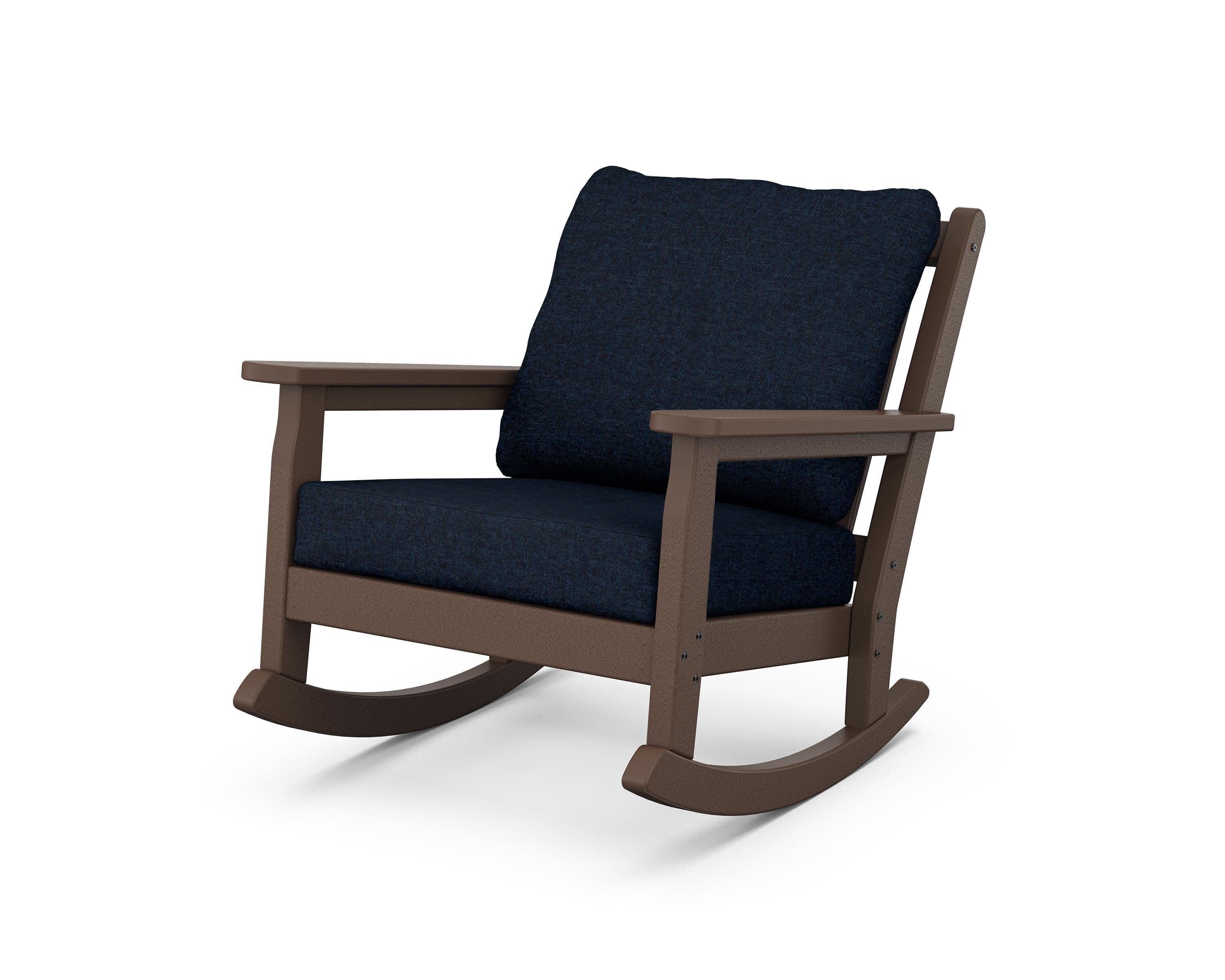 Chippendale Deep Seating Rocking Chair in Mahogany / Marine Indigo