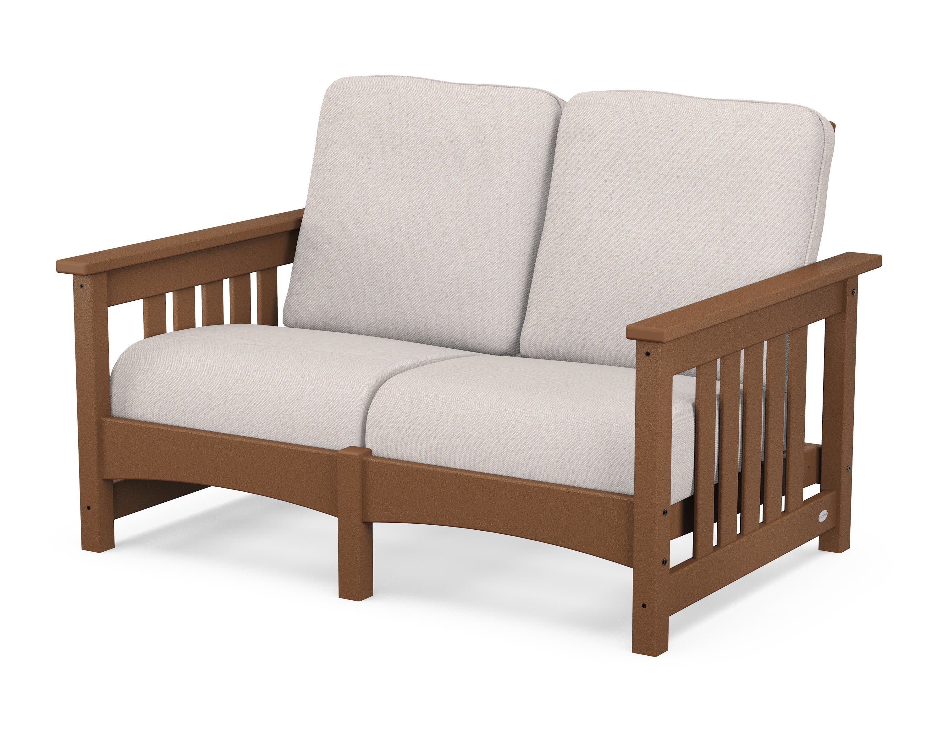 Club Mission Loveseat in Teak / Dune Burlap
