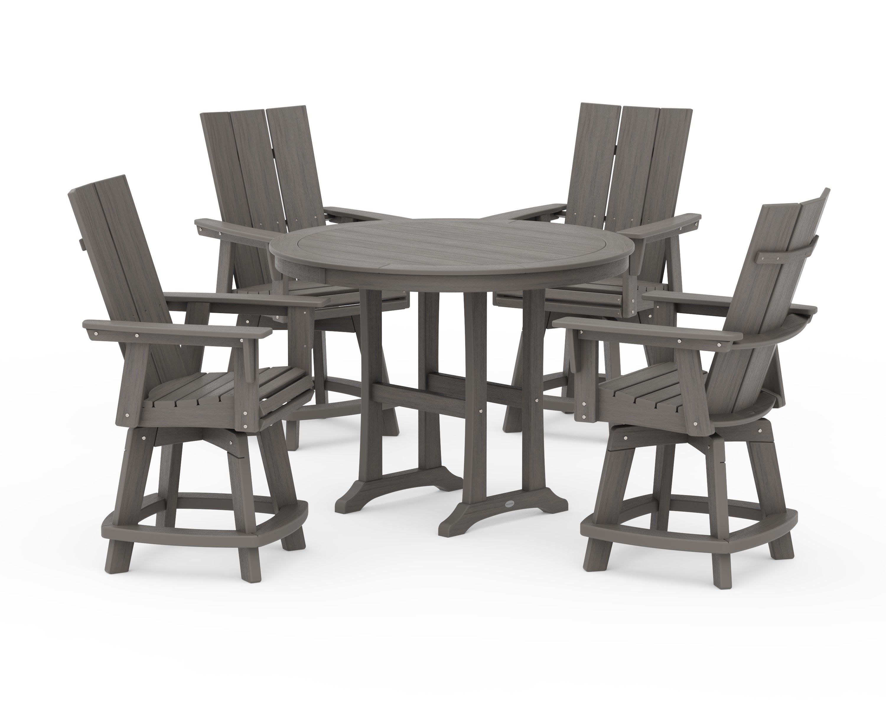 5-Piece Modern Swivel Counter Set in Driftwood