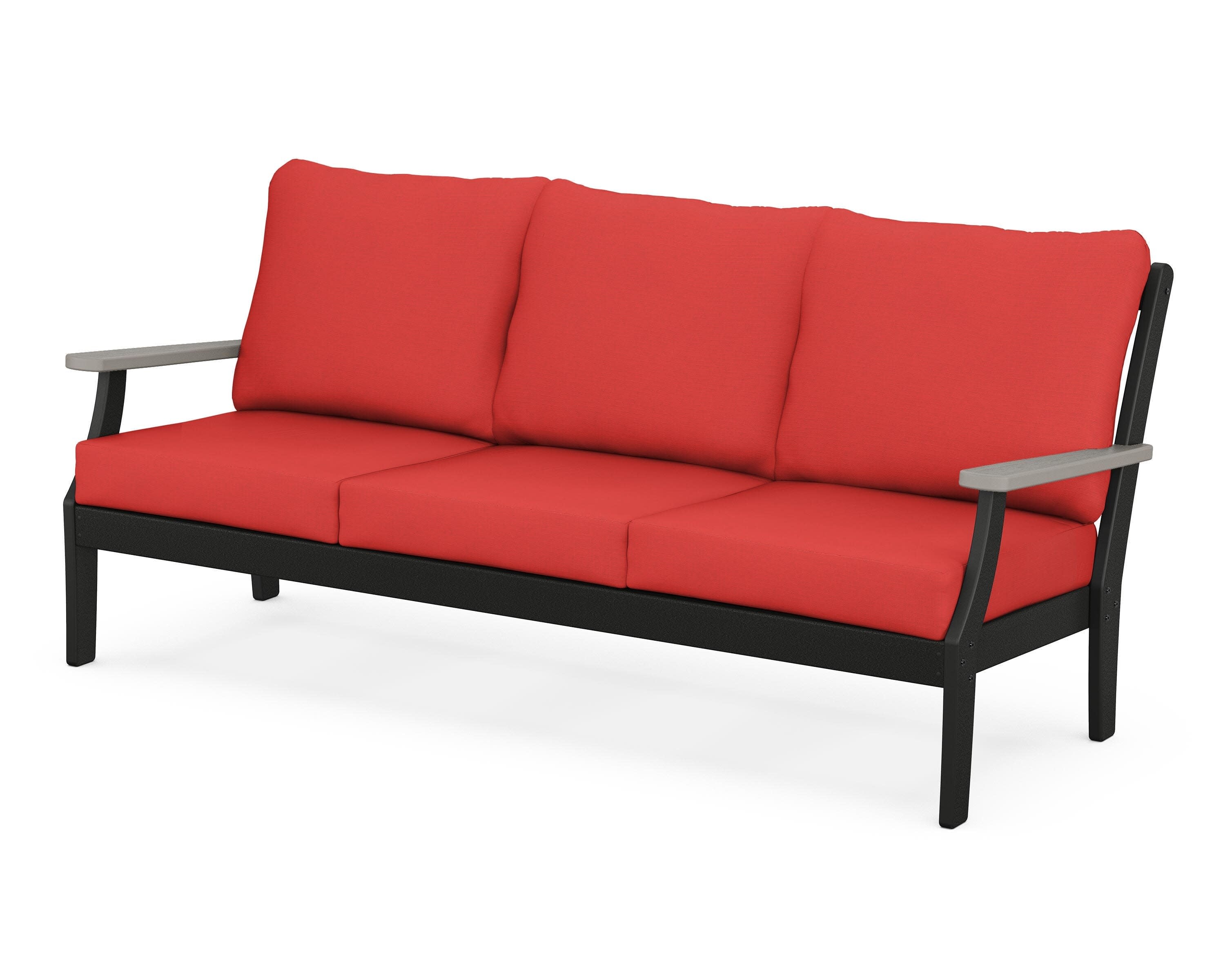 Braxton Deep Seating Sofa in Black / Driftwood / Crimson Linen