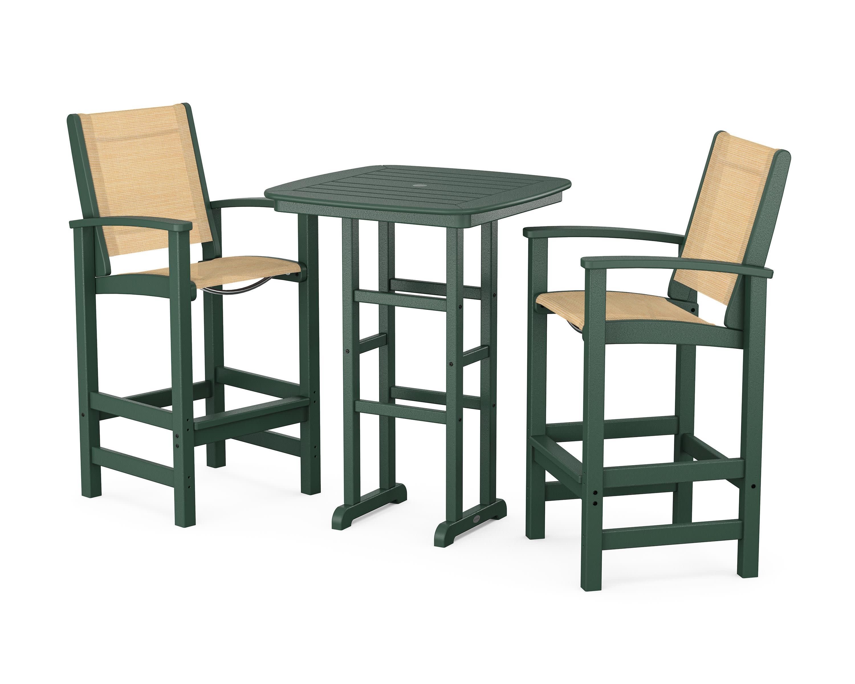 Coastal 3-Piece Bar Set in Green / Dupioni Apricot Sling