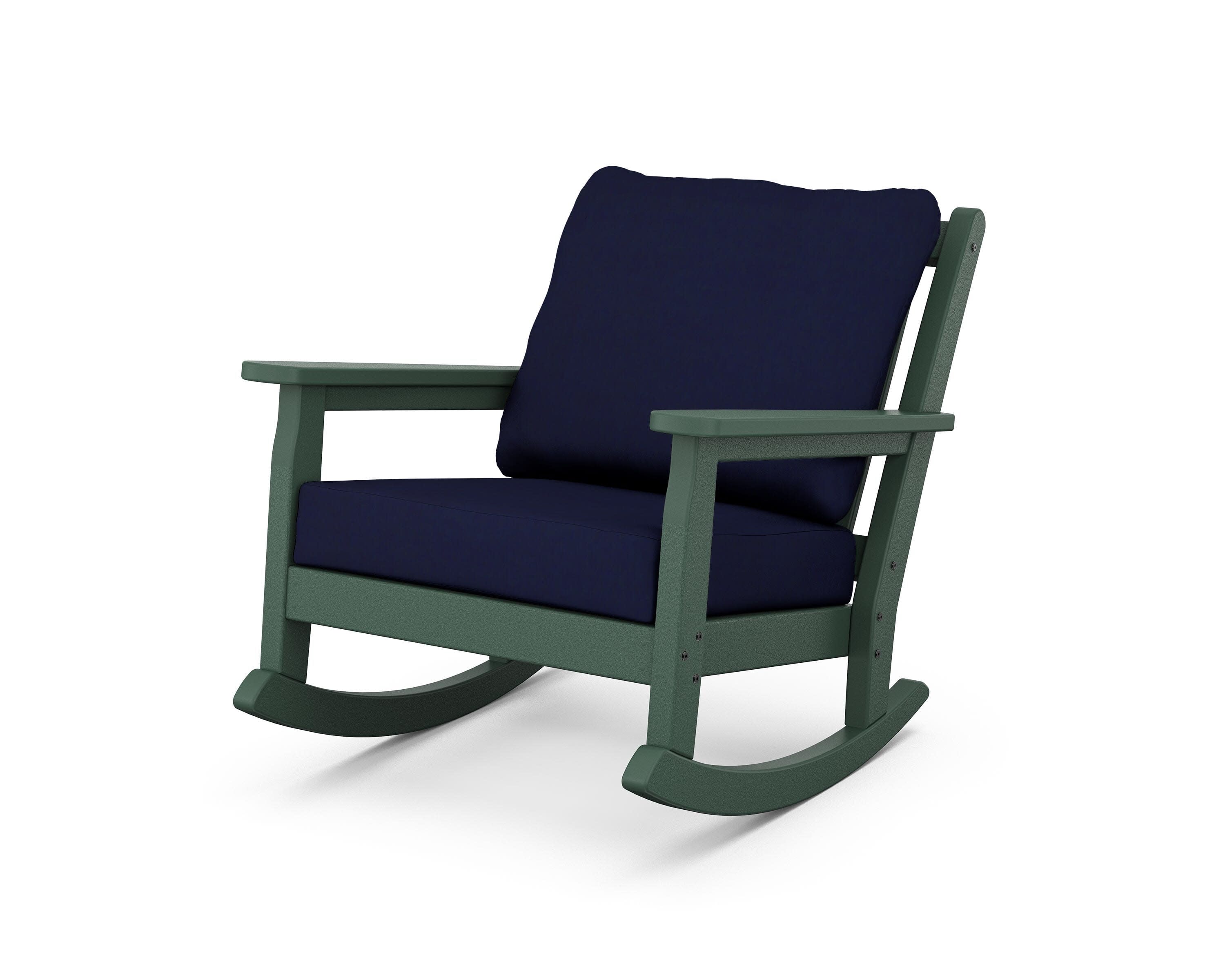 Chippendale Deep Seating Rocking Chair in Green / Navy