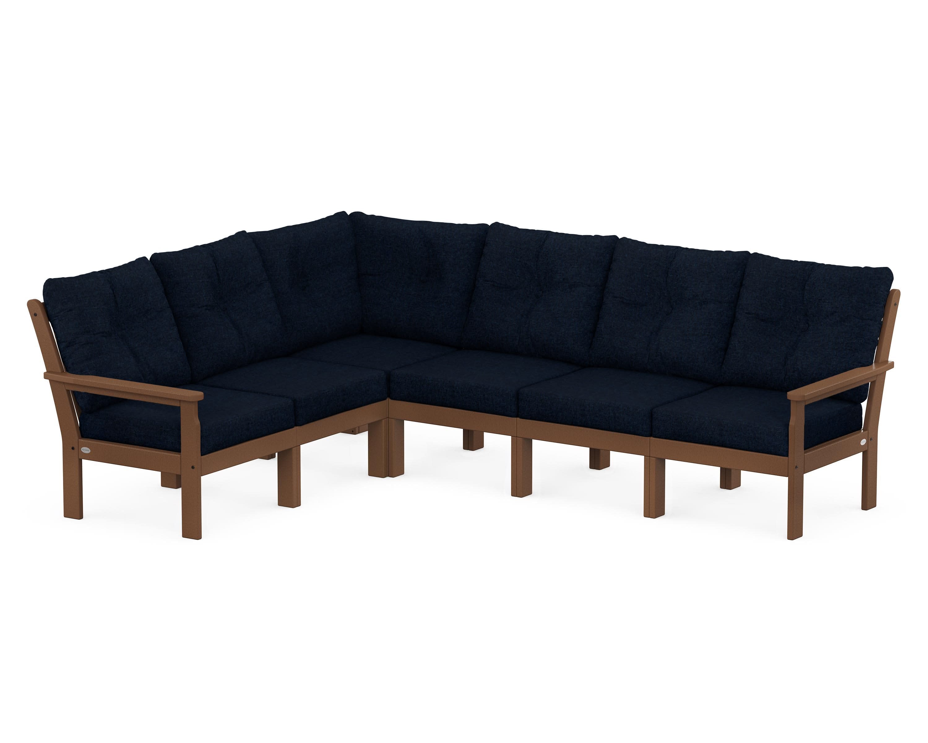 Vineyard 6-Piece Sectional in Teak / Marine Indigo