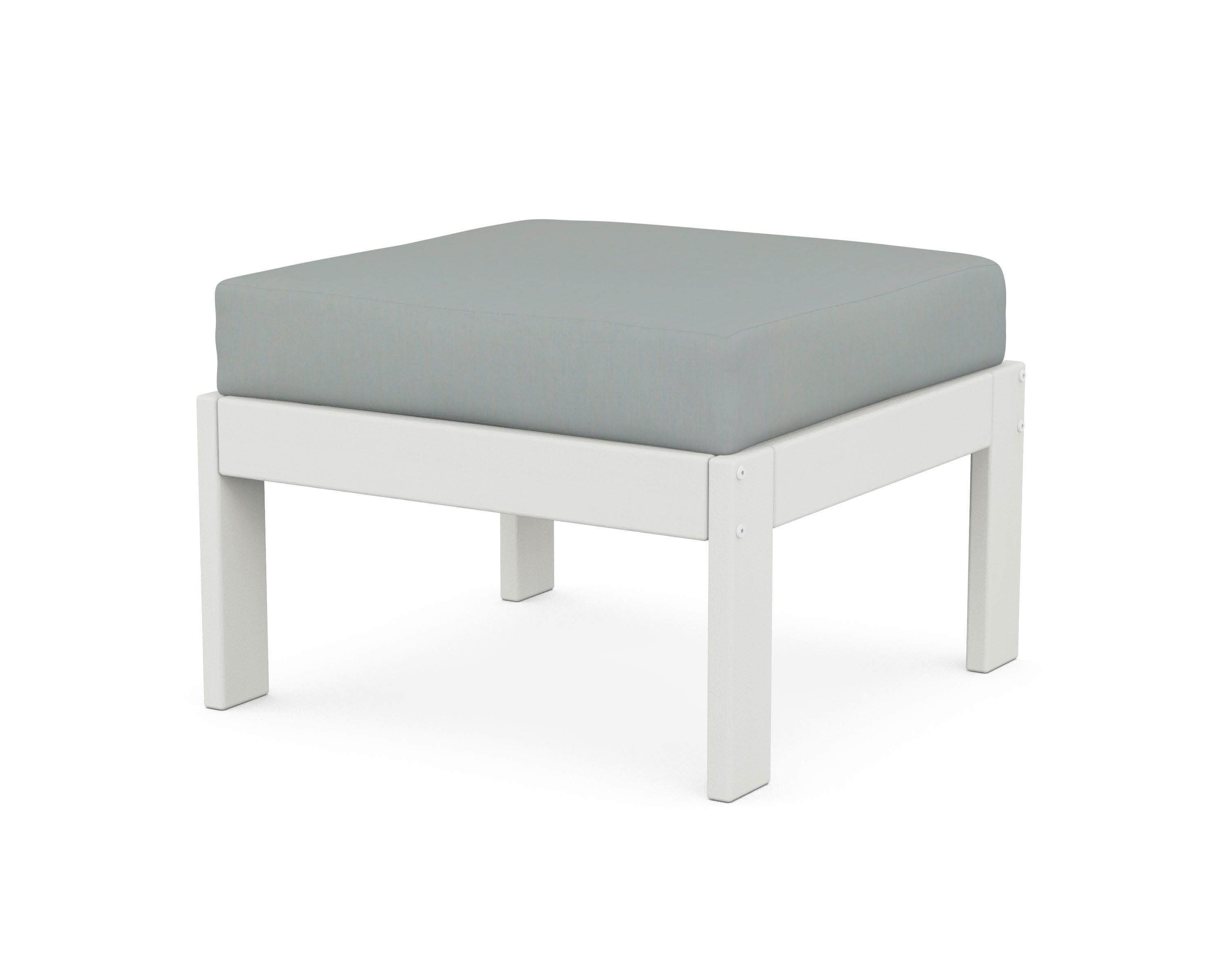 Vineyard Modular Ottoman in Vintage White / Spa