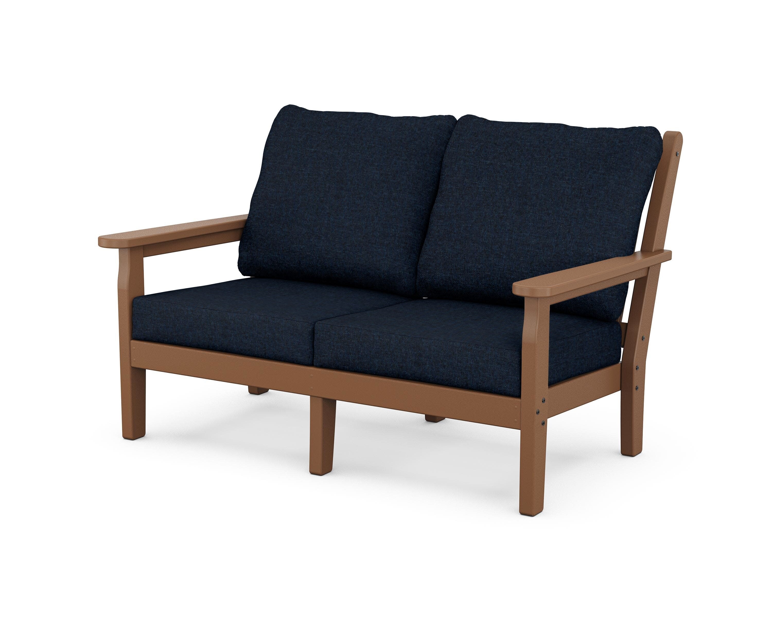 Chippendale Deep Seating Loveseat in Teak / Marine Indigo