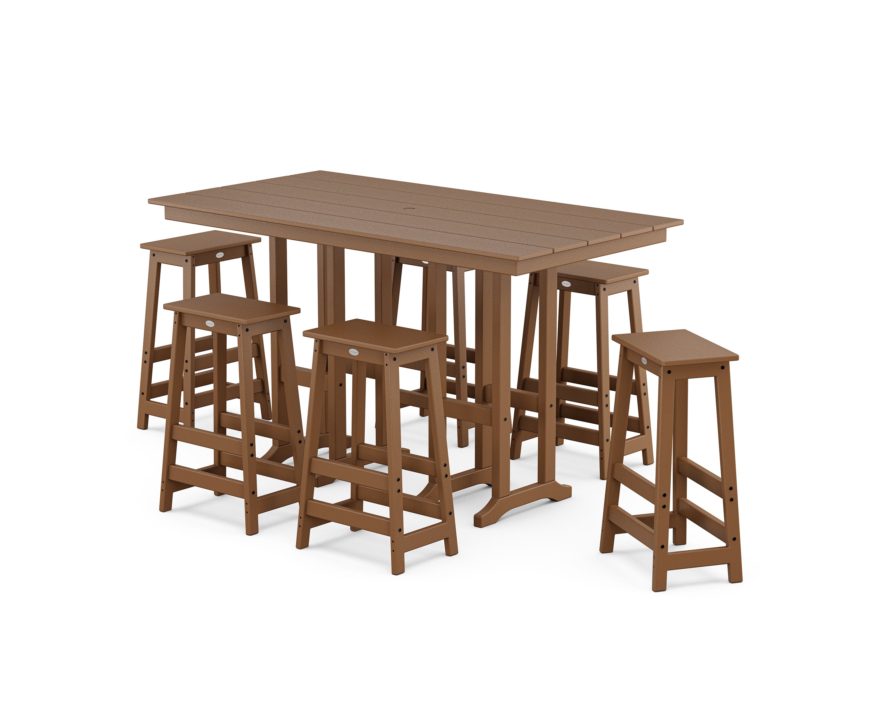 Modern Studio Bar Stool 7-Piece Set in Teak