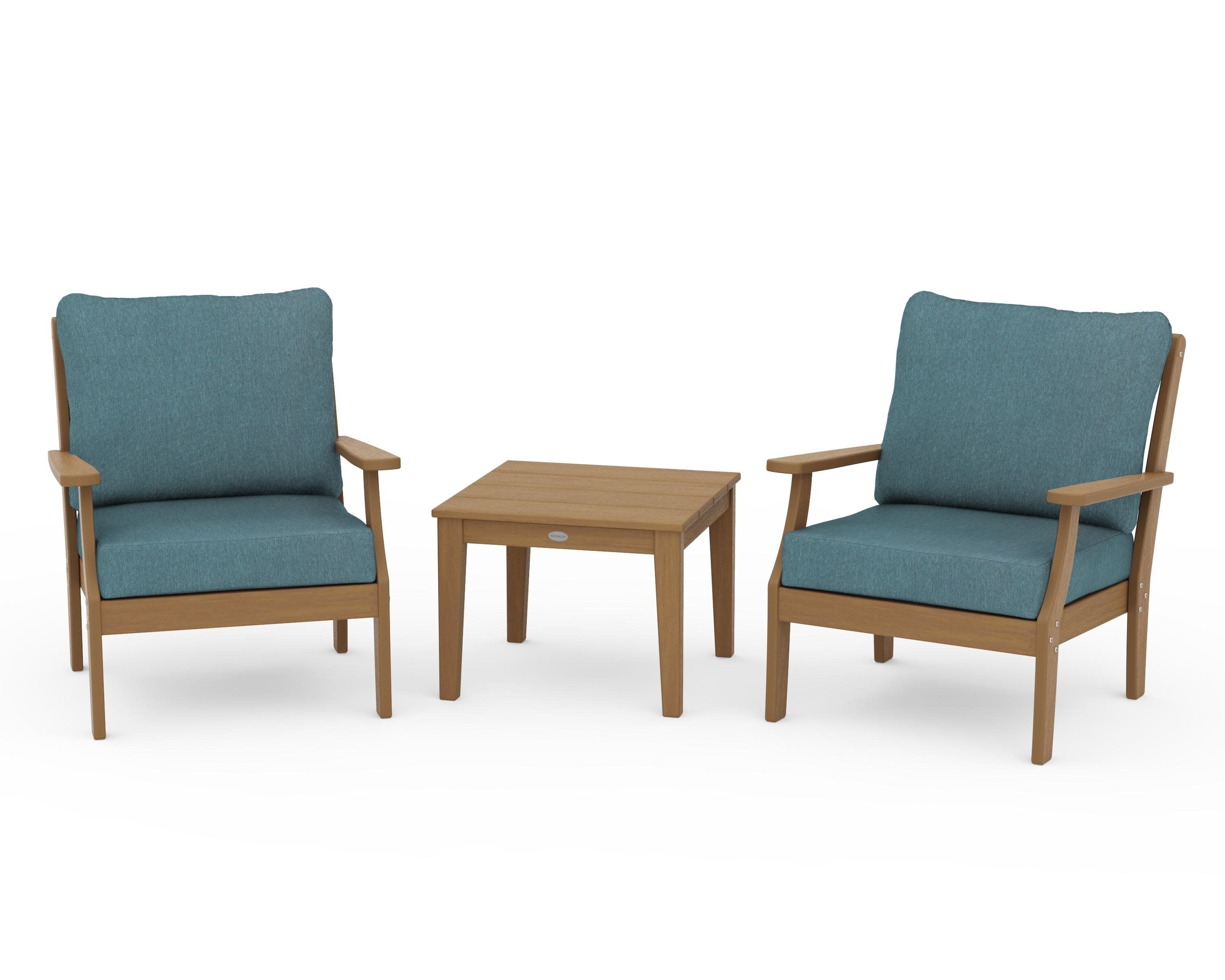 Braxton 3-Piece Deep Seating Set in Natural / Ocean Teal
