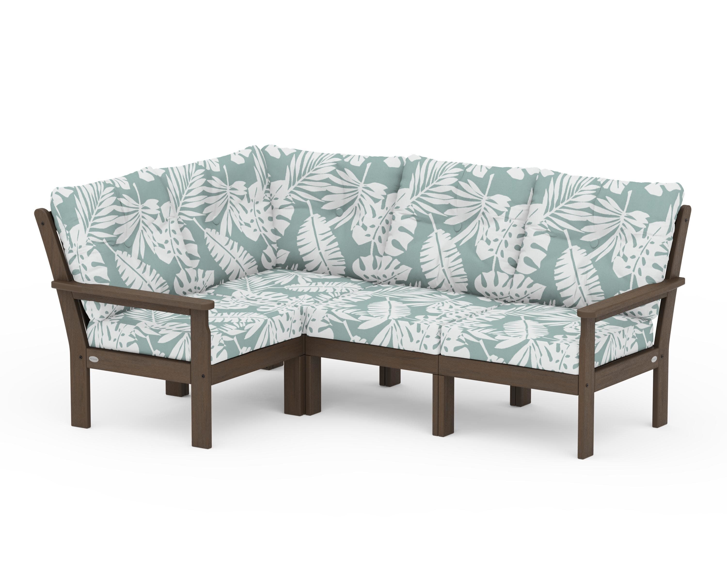 Vineyard 4-Piece Sectional in Kona / Leaf Glacier Spa