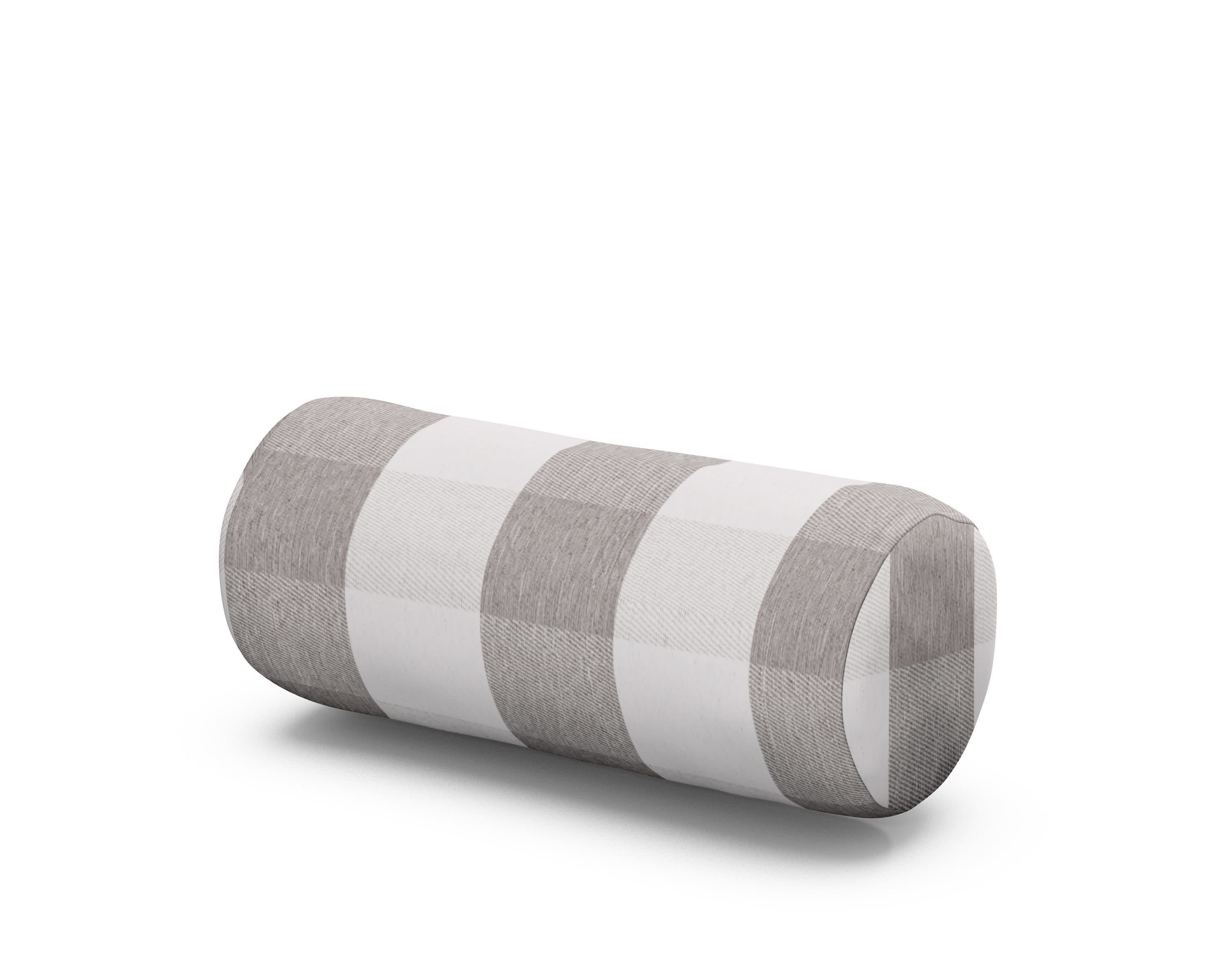 Outdoor Bolster Pillow in Buffalo Plaid Grey Mist