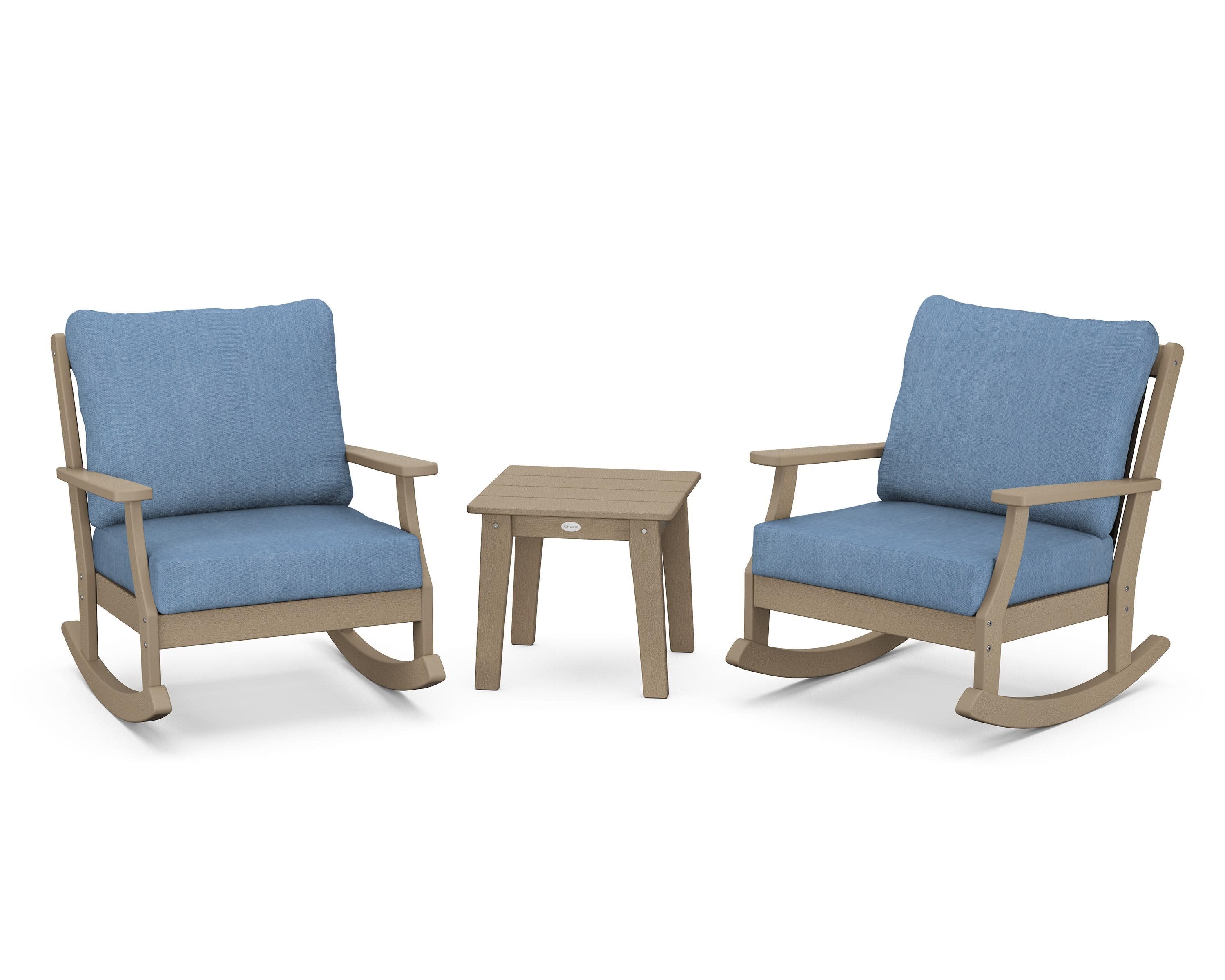 Braxton 3-Piece Deep Seating Rocker Set in Vintage Sahara / Sky Blue