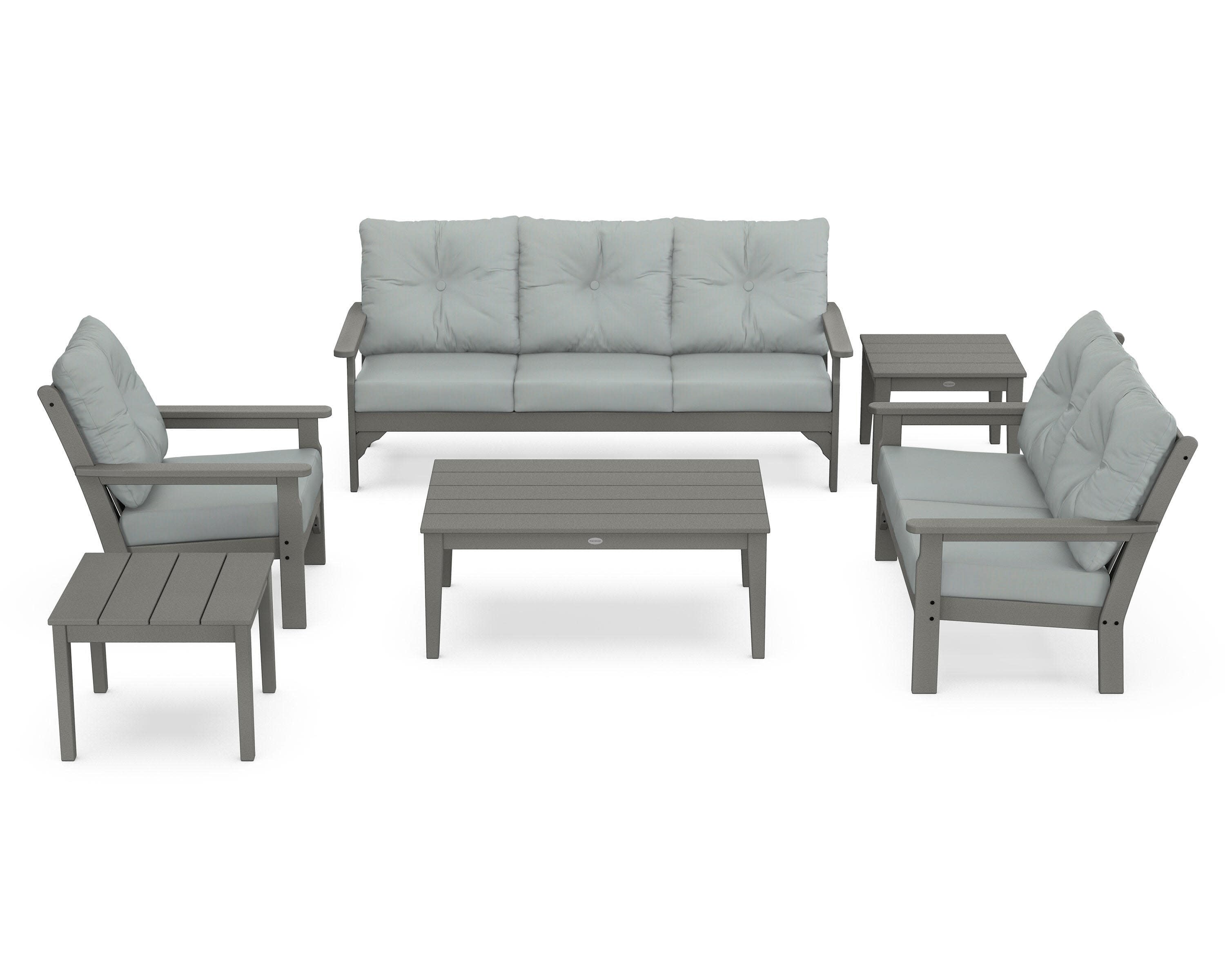 Vineyard 6-Piece Deep Seating Set in Slate Grey / Spa