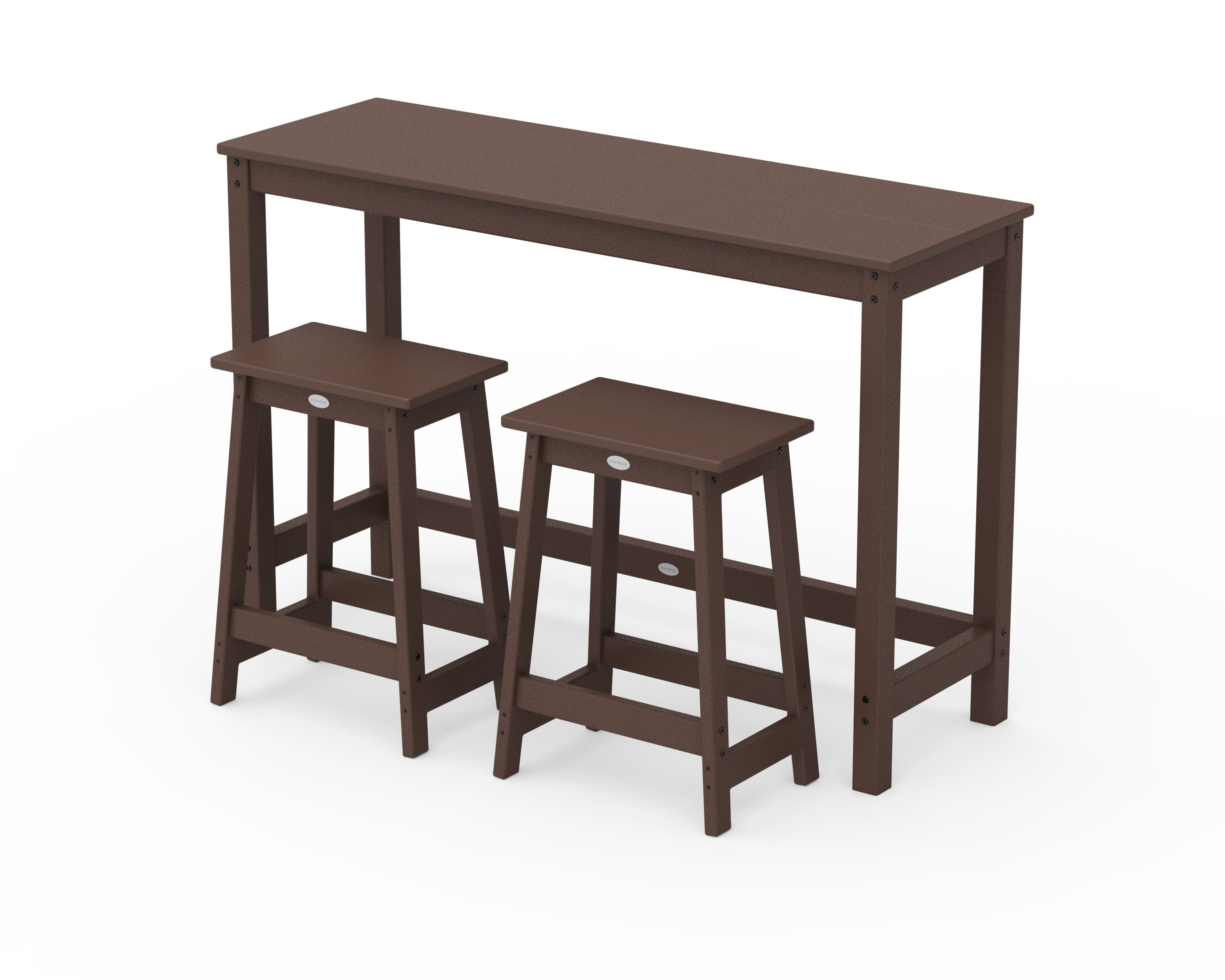 Modern Studio Stool 3-Piece Counter Balcony Set in Mahogany