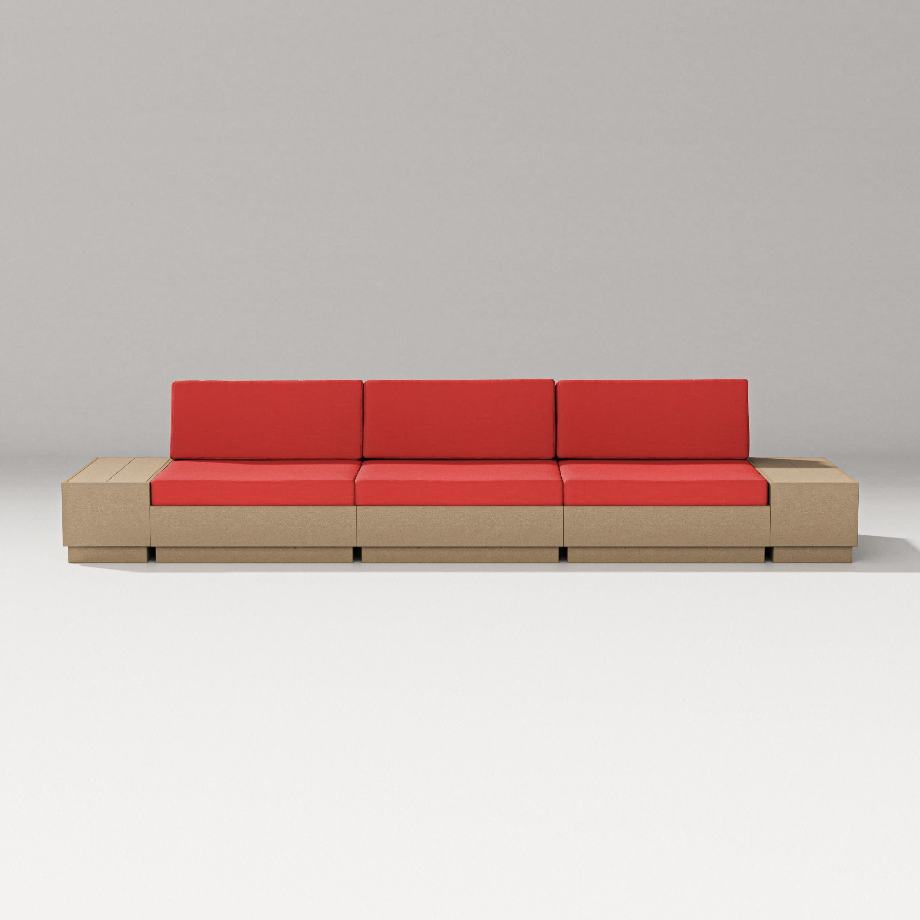 Elevate Straight Sectional in Vintage Sahara / Crimson Linen