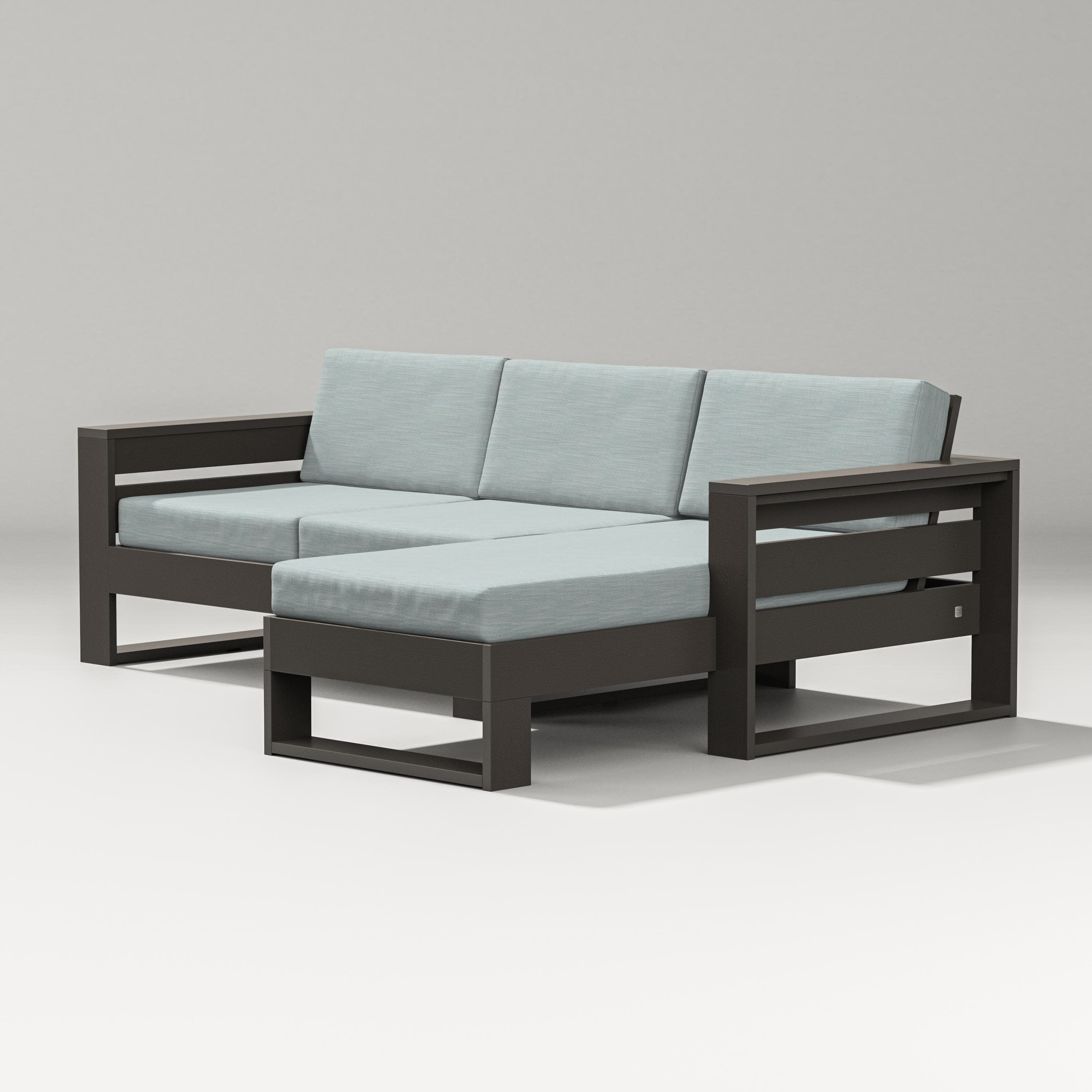 Latitude Right Chaise Sectional in Vintage Coffee / Soothe Mist