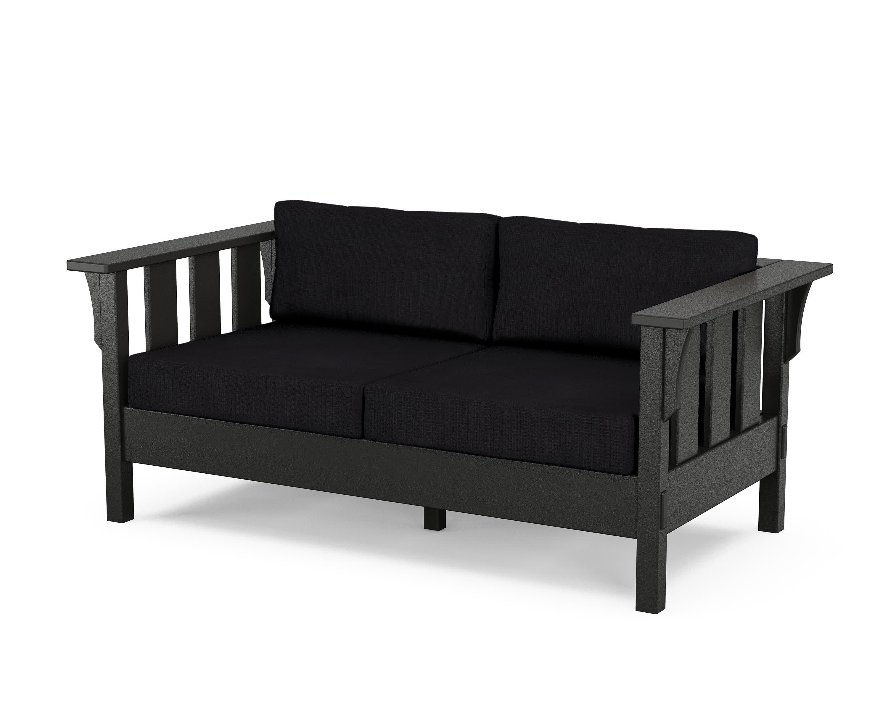 Acadia Deep Seating Loveseat in Black / Midnight Linen