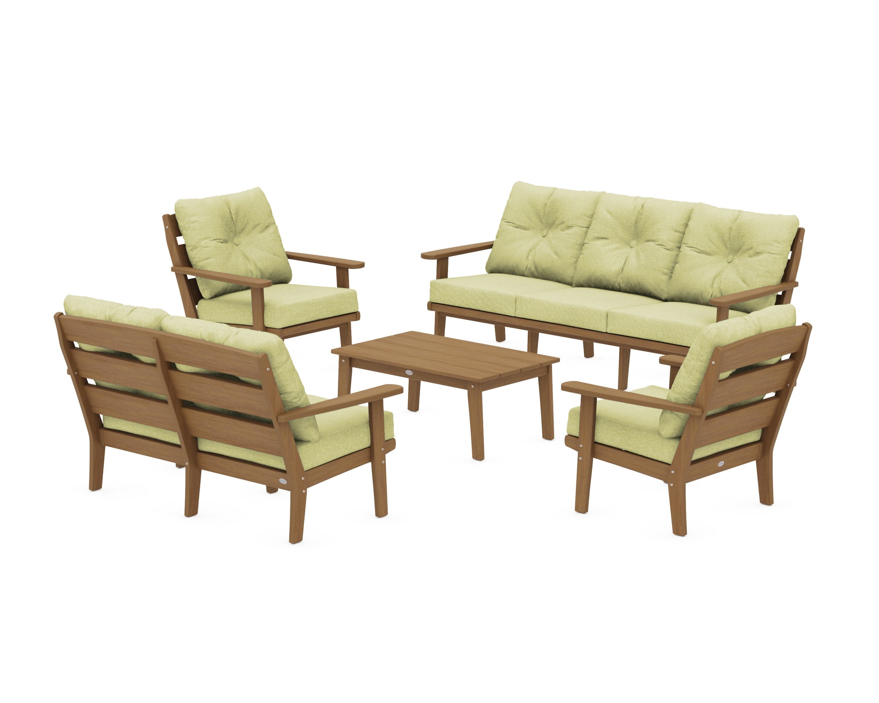 Lakeside 5-Piece Lounge Sofa Set in Natural / Chartreuse Boucle