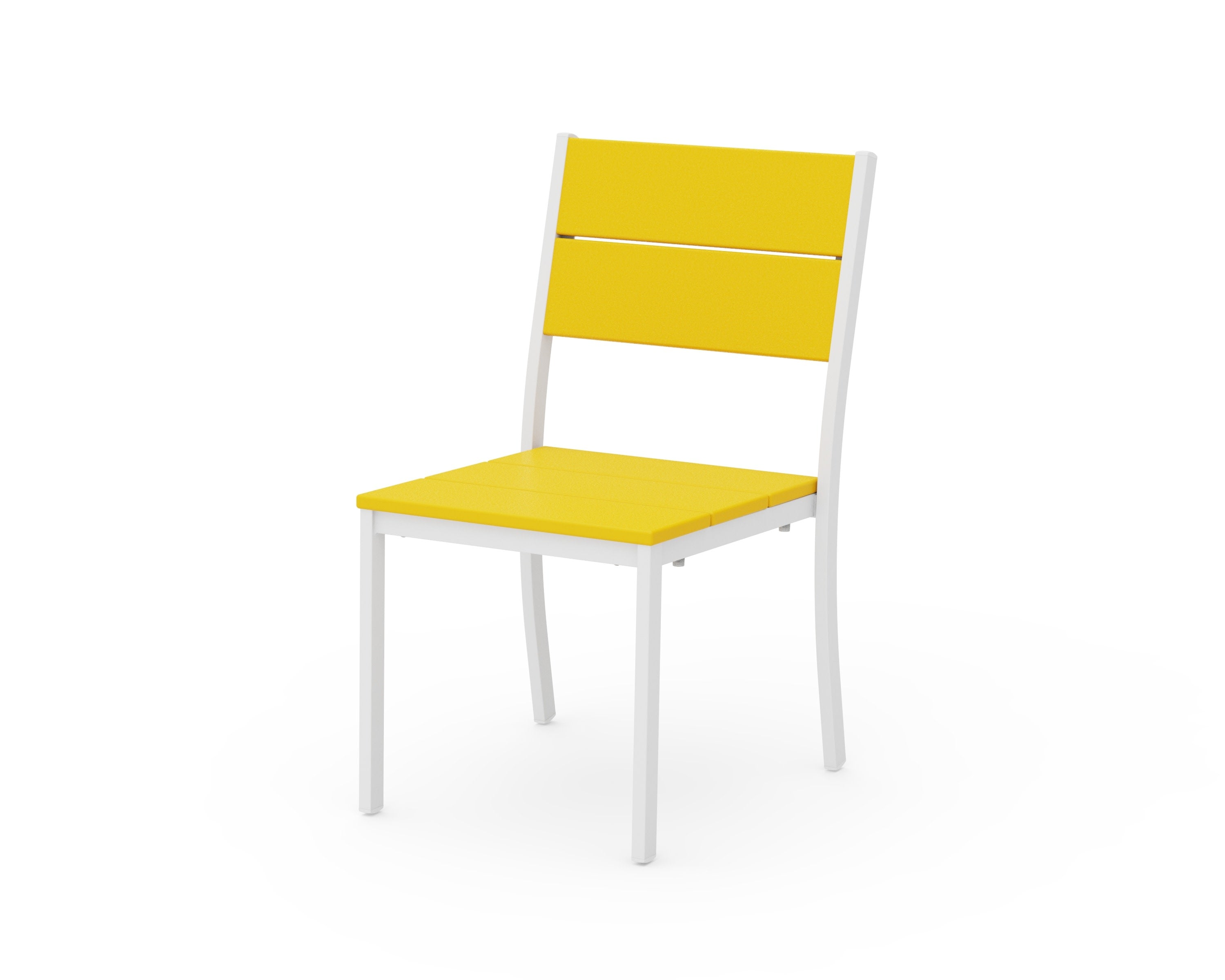 Main Street Stacking Dining Side Chair in White / Lemon