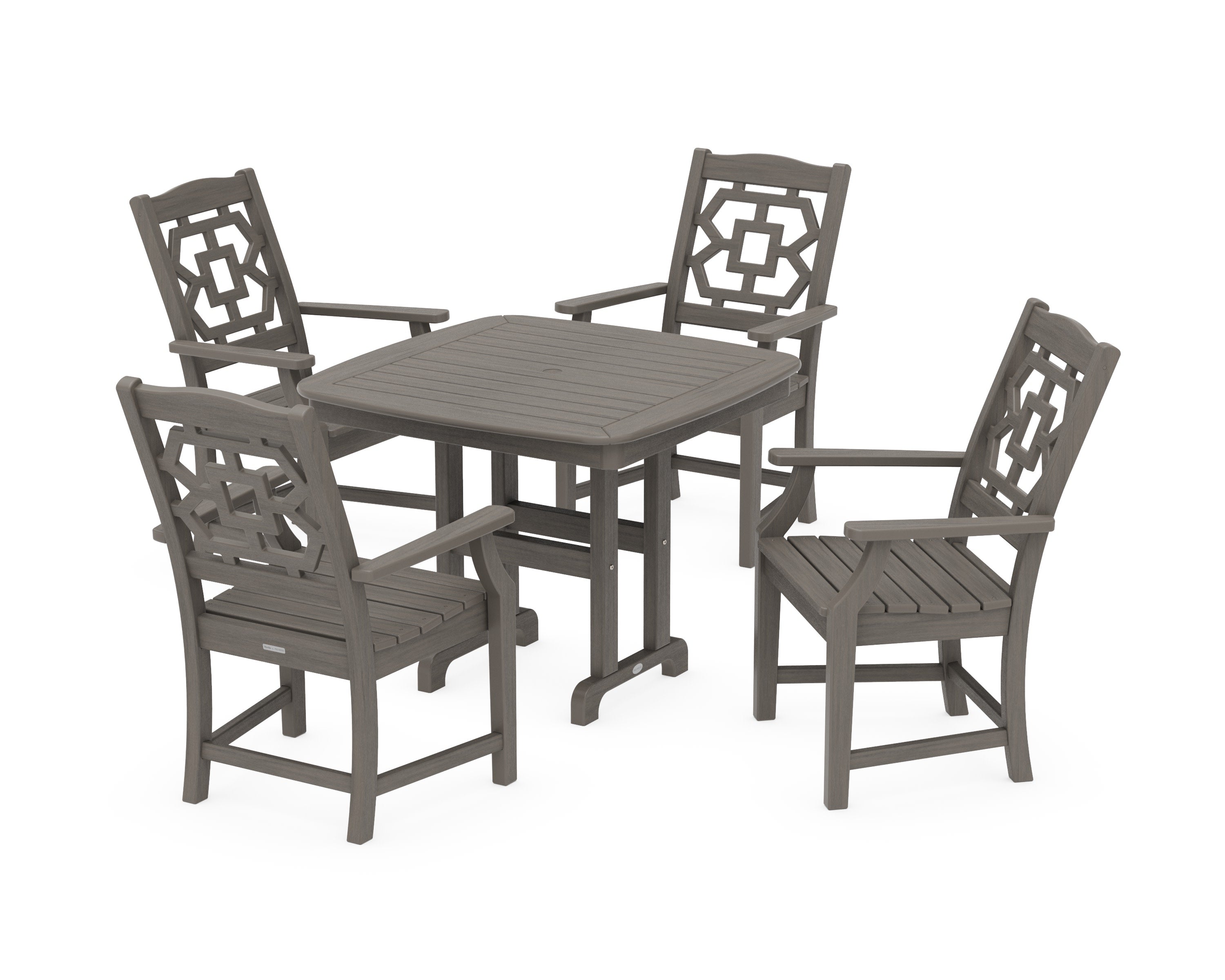 Chinoiserie 5-Piece Dining Set in Driftwood