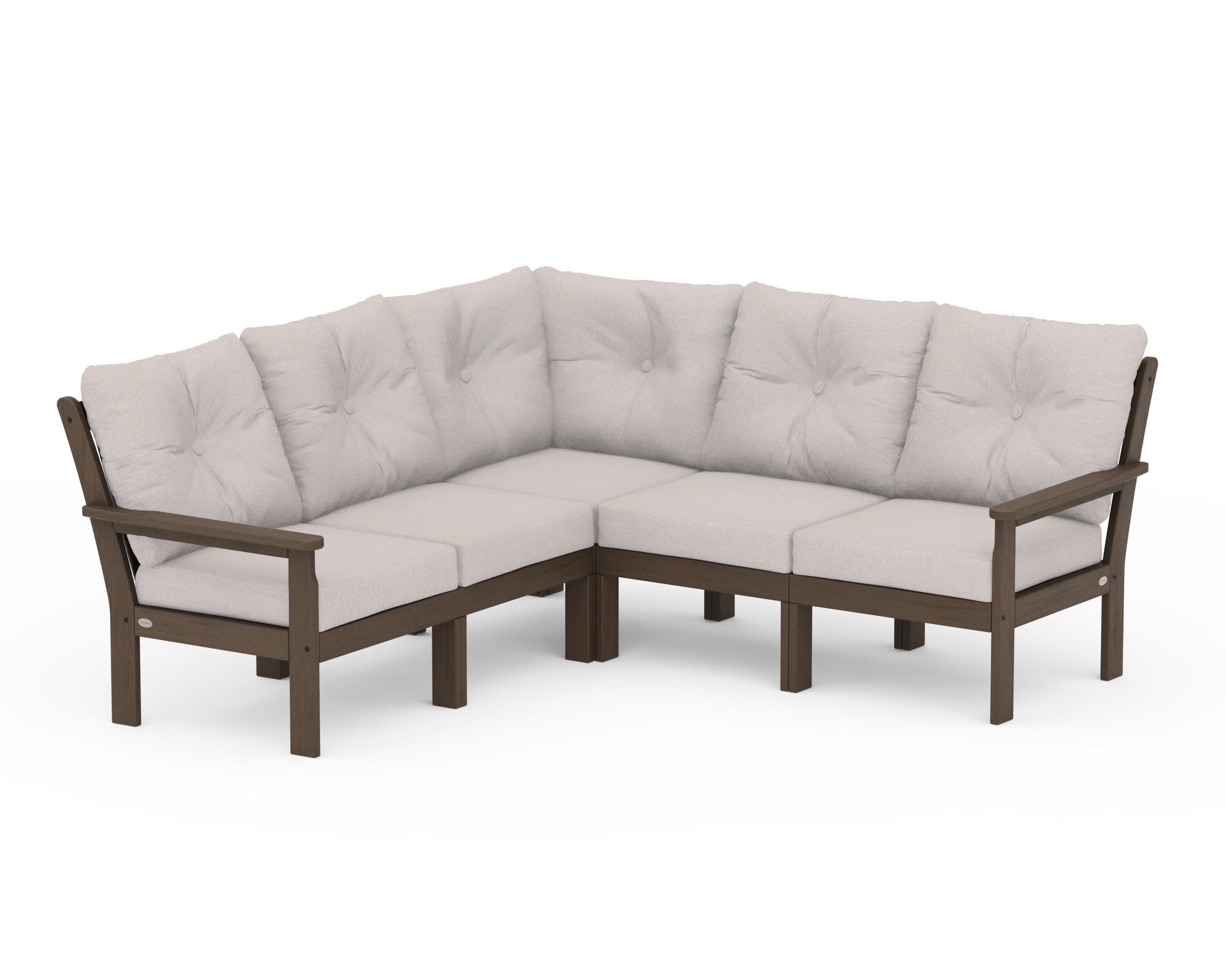 Vineyard 5-Piece Sectional in Kona / Dune Burlap