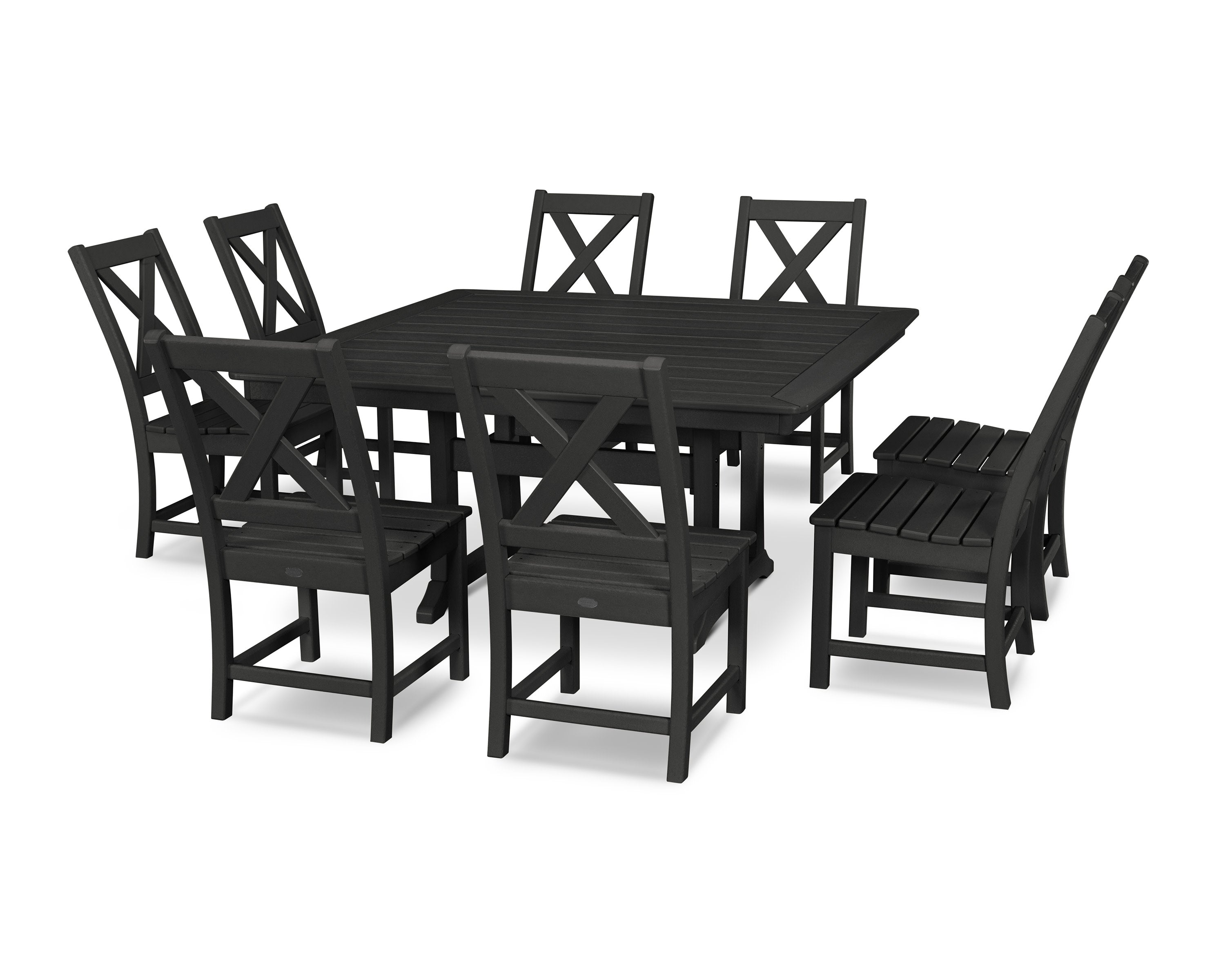 Braxton 9-Piece Nautical Trestle Dining Set in Black