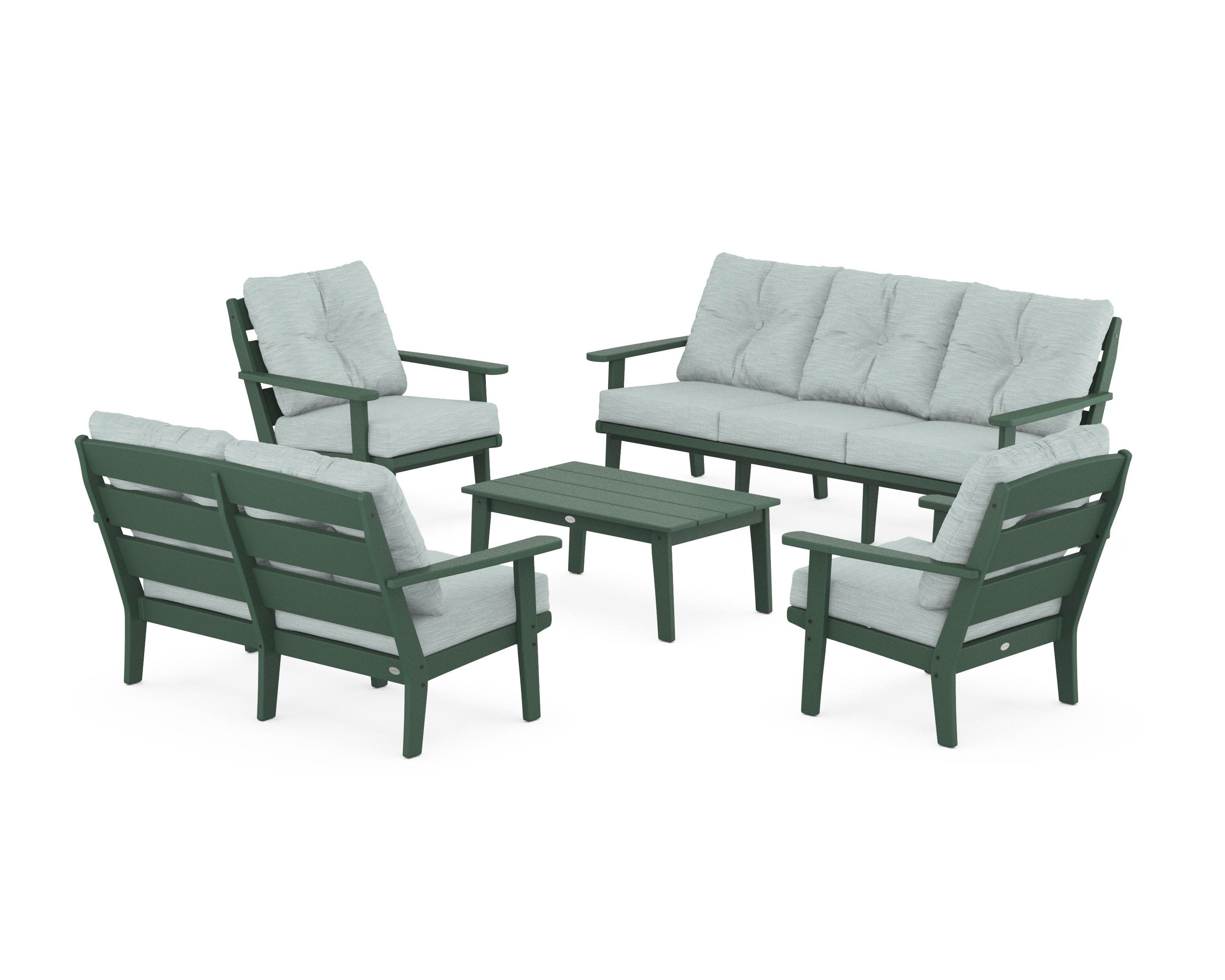 Lakeside 5-Piece Lounge Sofa Set in Green / Soothe Mist