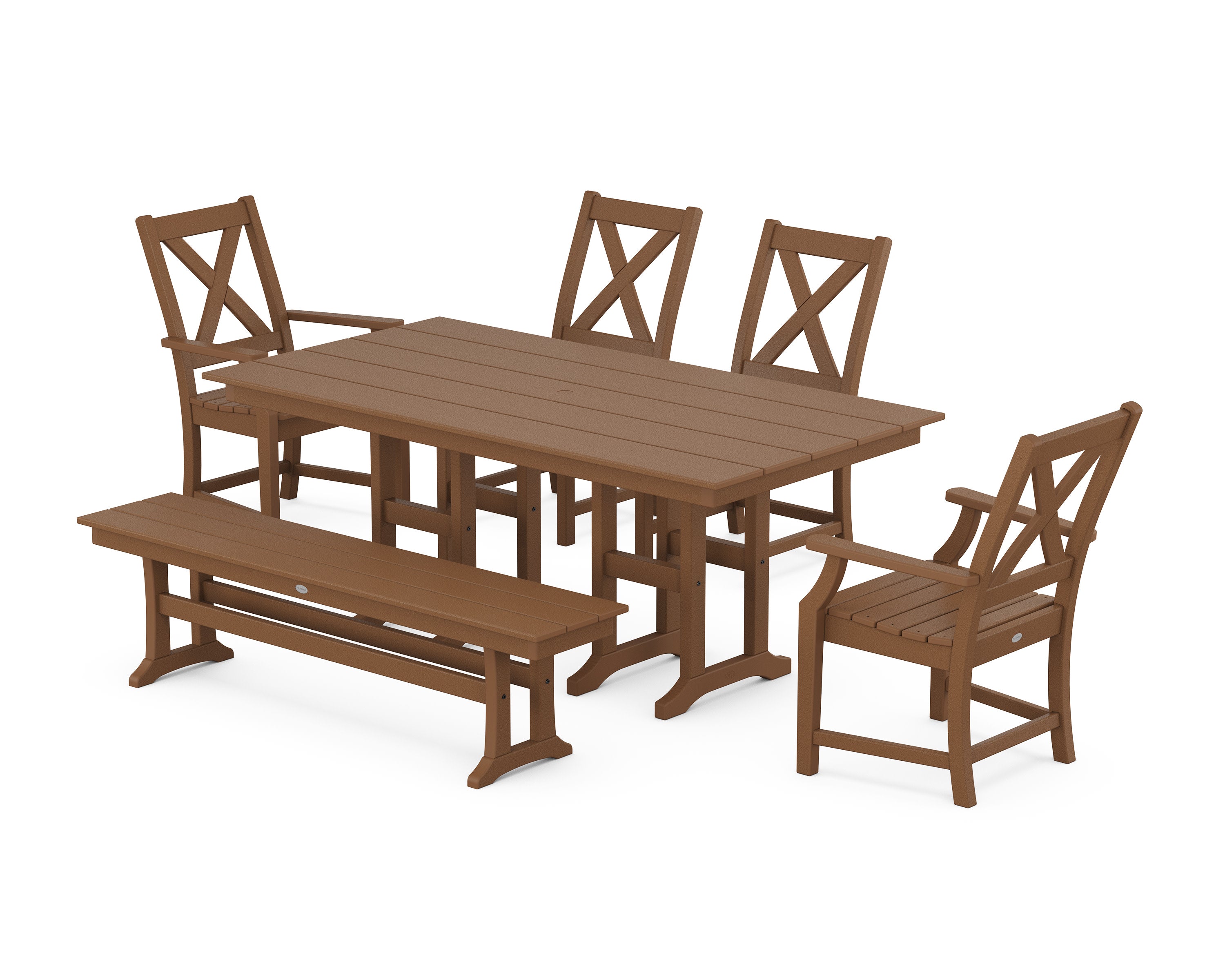 Braxton 6-Piece Farmhouse Dining Set in Teak