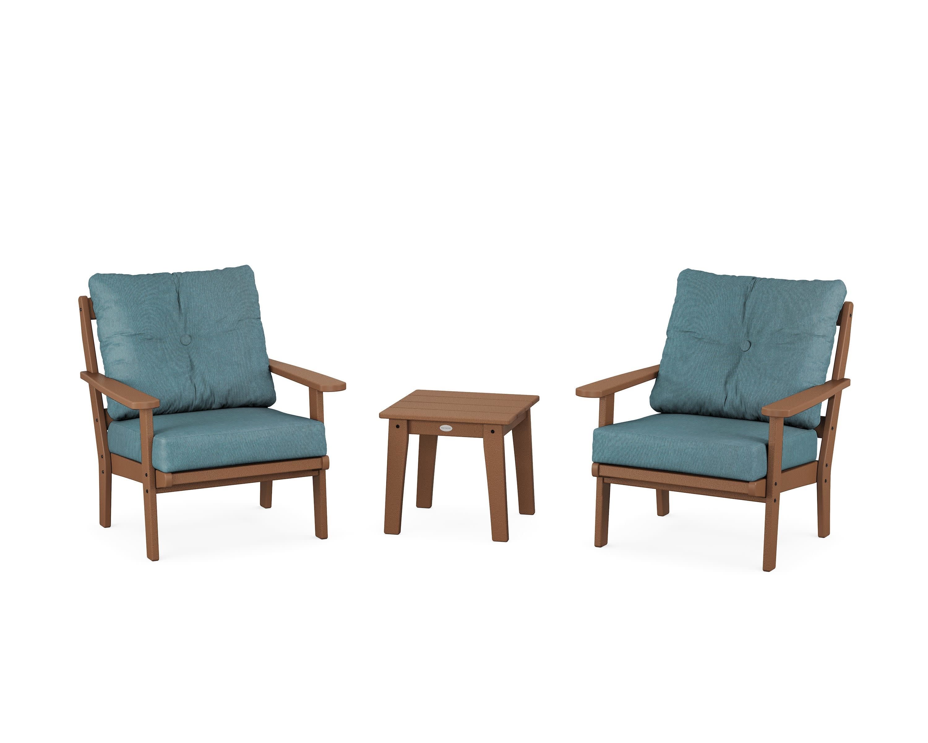 Mission 3-Piece Deep Seating Set in Teak / Ocean Teal
