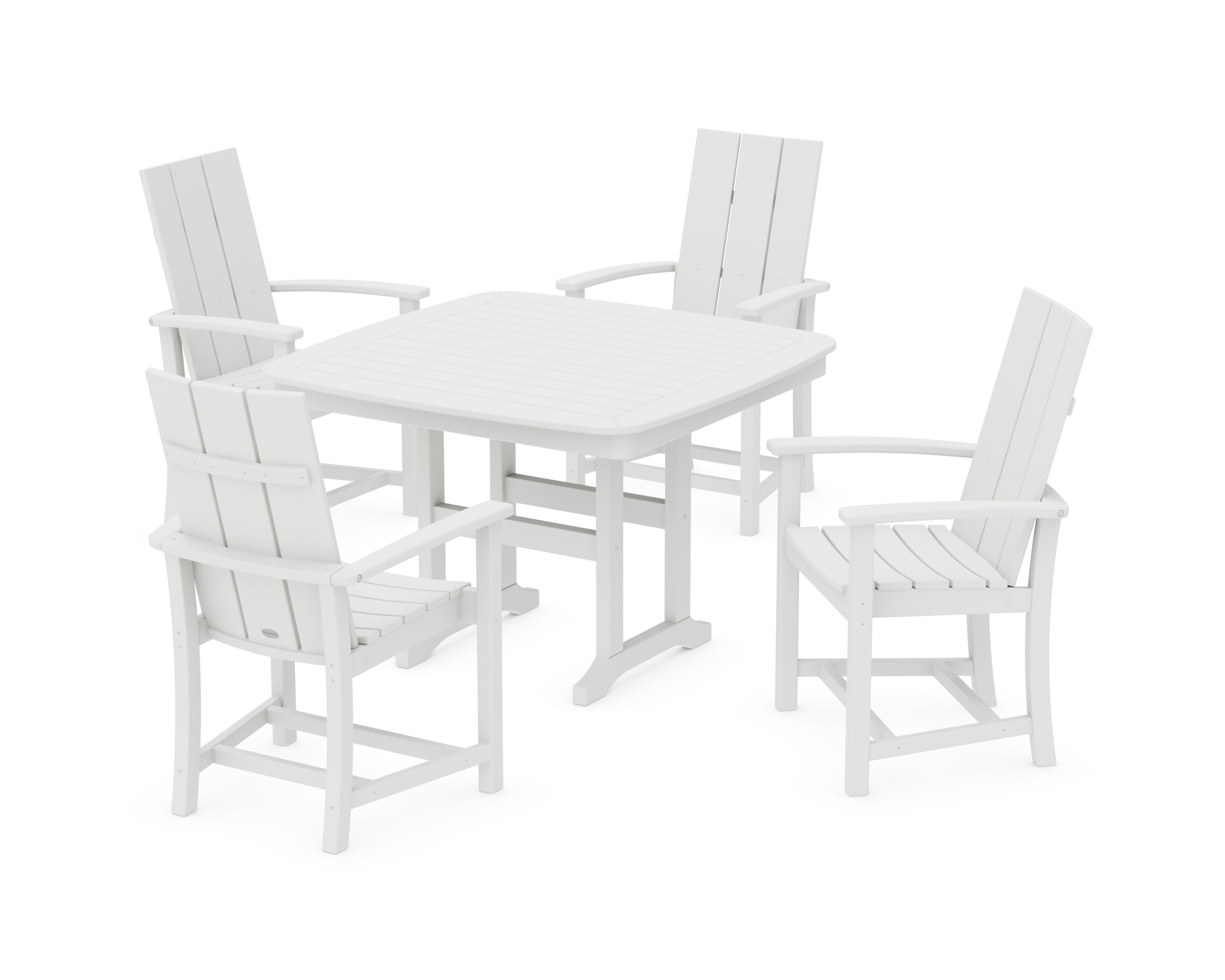 Modern Adirondack 5-Piece Dining Set with Trestle Legs in White
