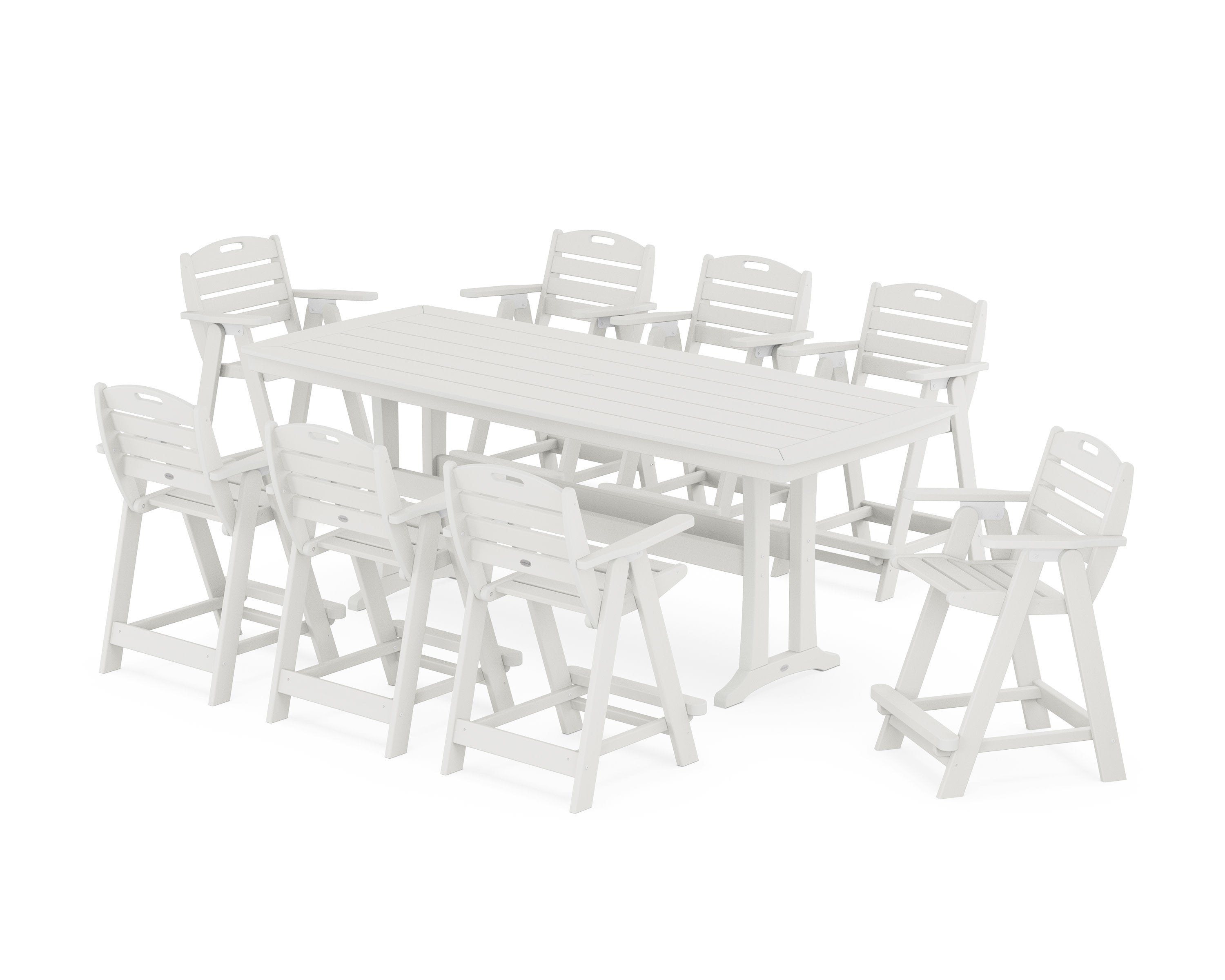 Nautical 9-Piece Counter Set with Trestle Legs in Vintage White
