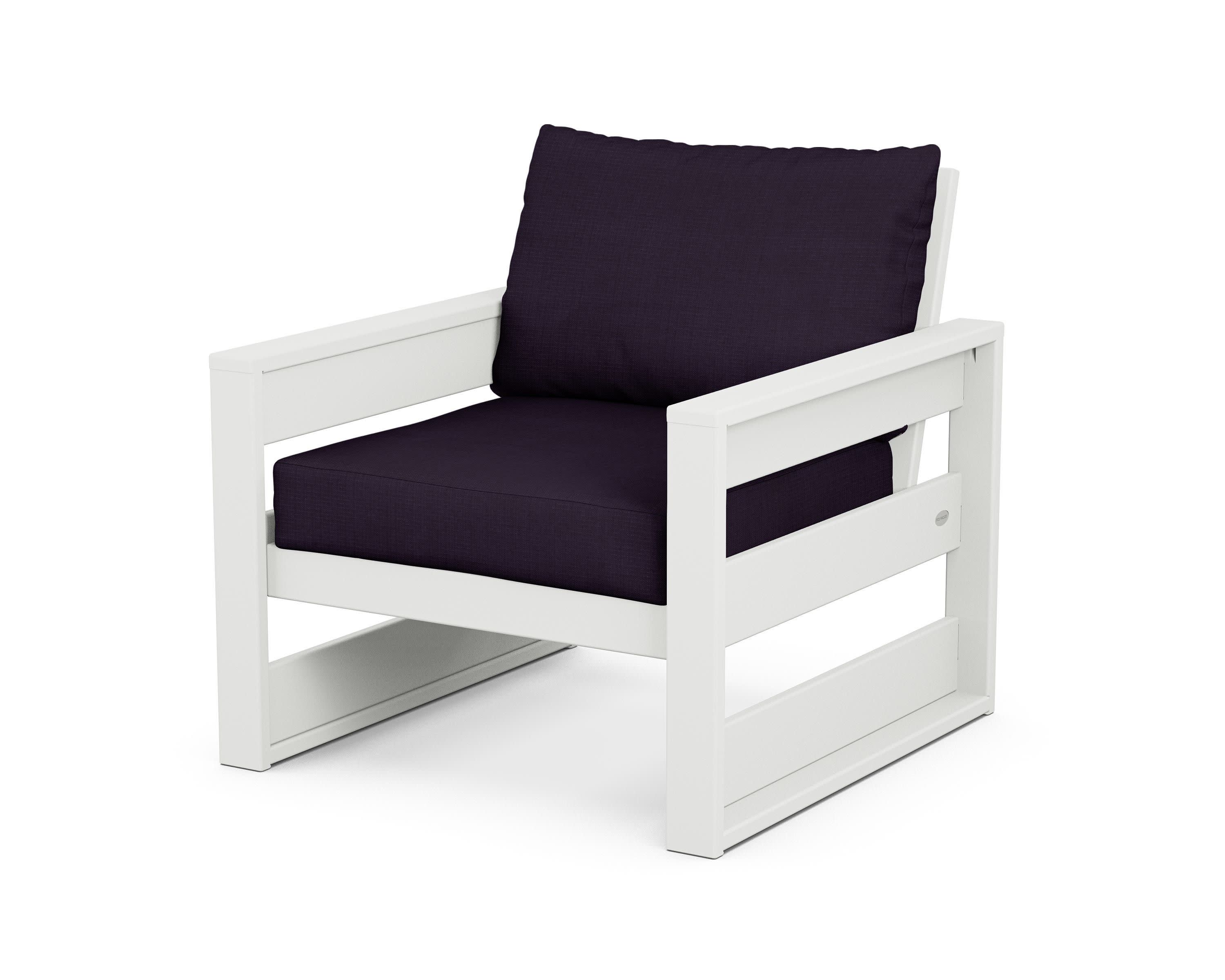 Westport Club Chair in White / Navy Linen