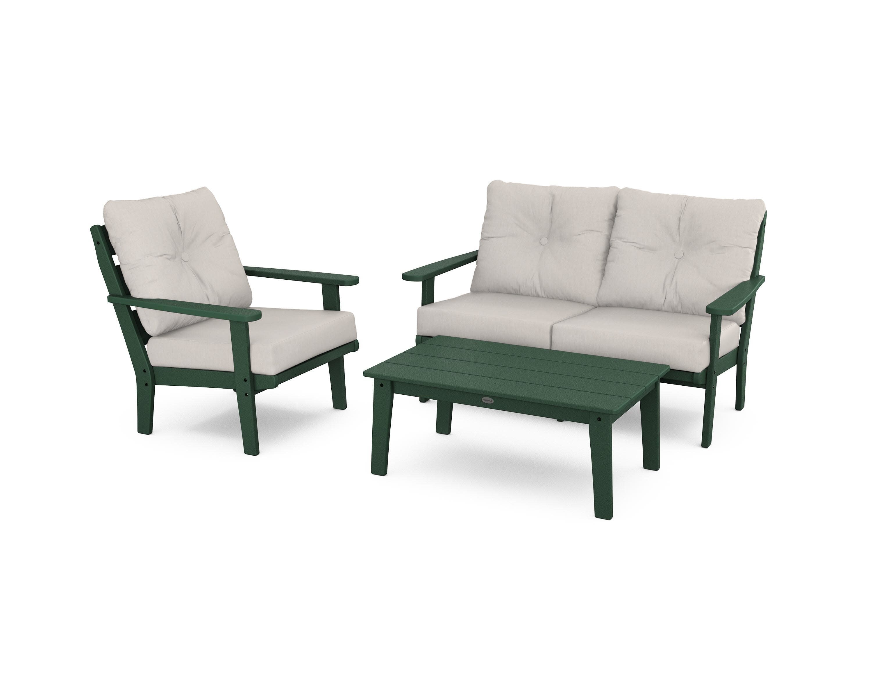 Lakeside 3-Piece Deep Seating Set in Green / Cast Ash