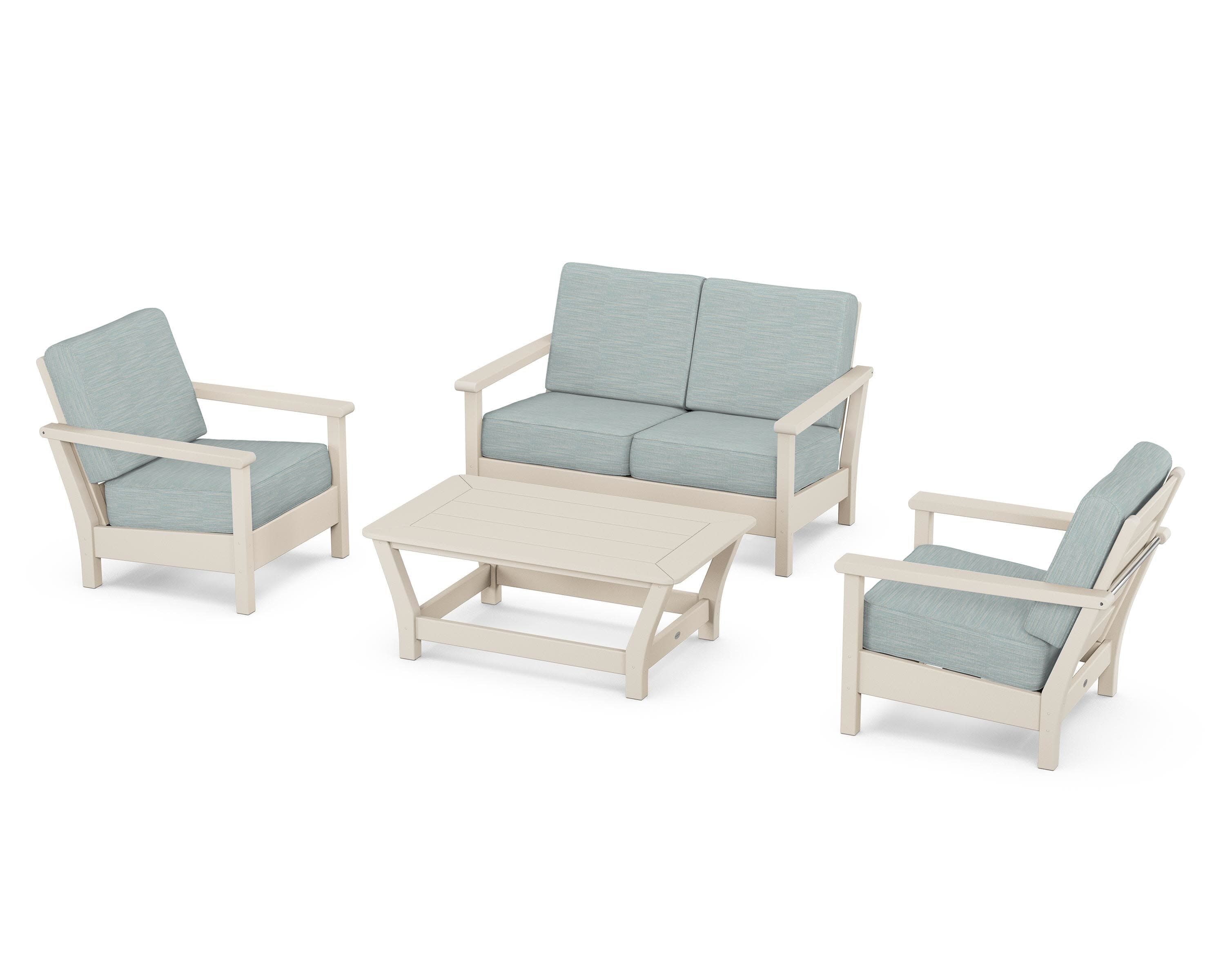 Harbour 4-Piece Deep Seating Set in Sand / Soothe Mist