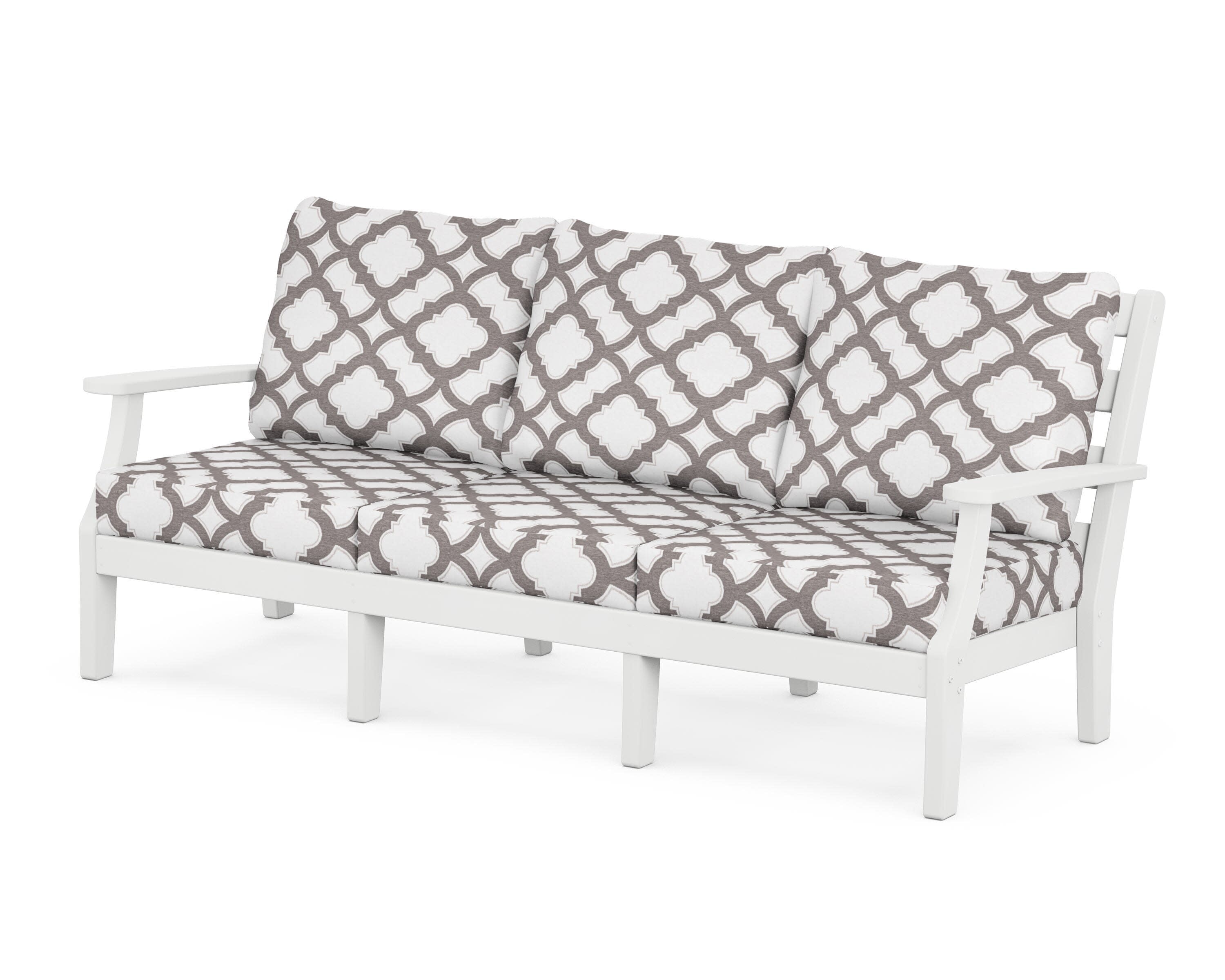 Chesapeake Deep Seating Sofa in White / Trellis Grey Mist