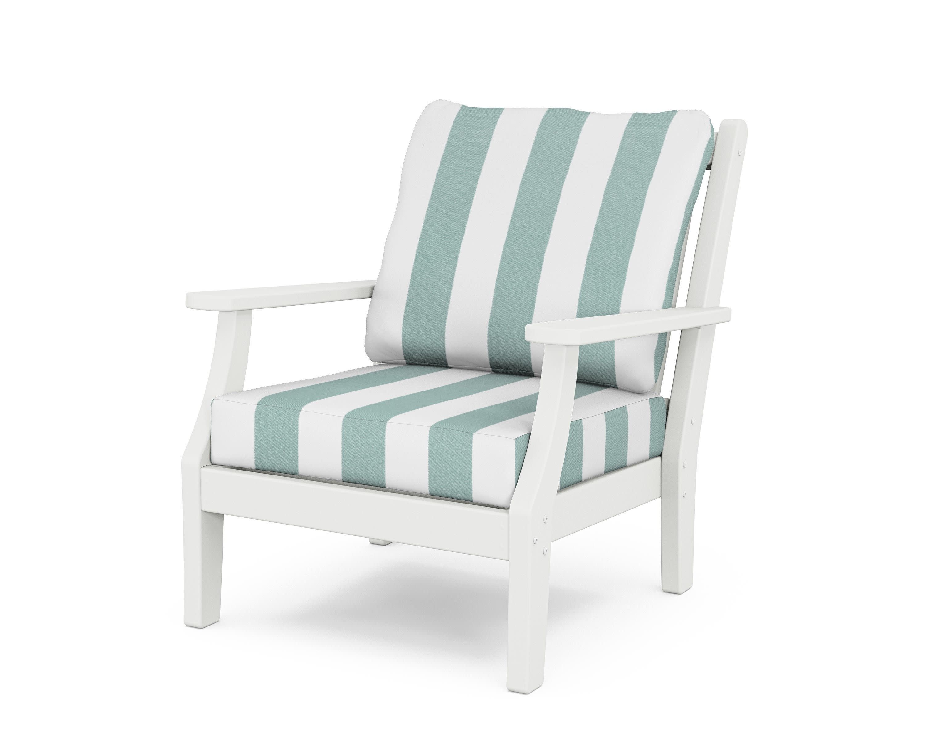 Wovendale Deep Seating Chair in White / Cabana Stripe Glacier Spa