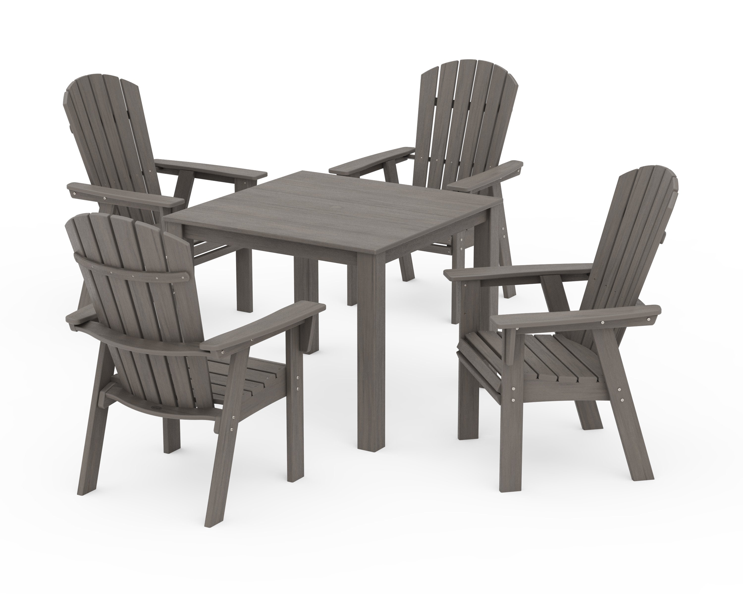 Nautical Curveback Adirondack 5-Piece Parsons Dining Set in Driftwood