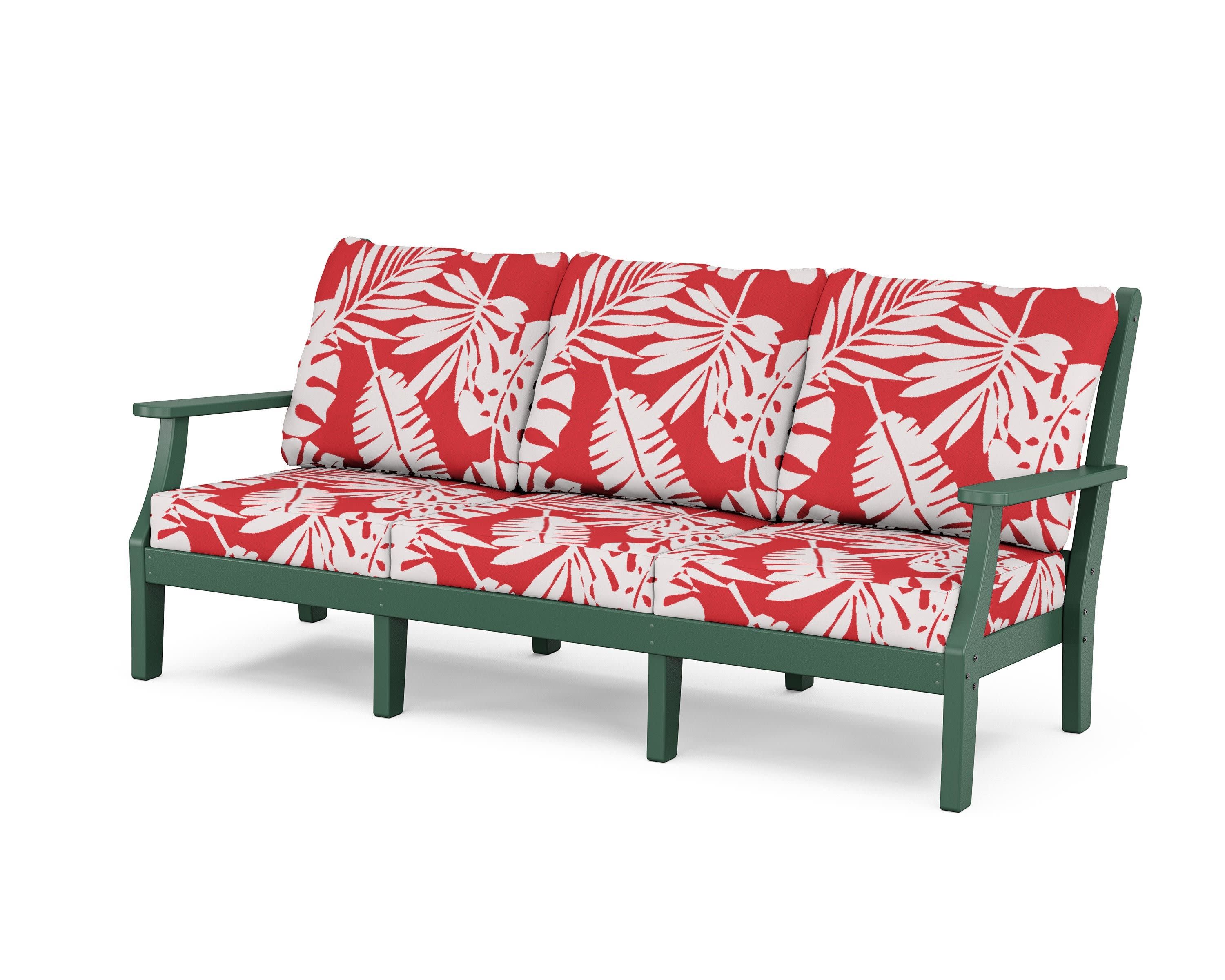 Wovendale Deep Seating Sofa in Green / Leaf Crimson