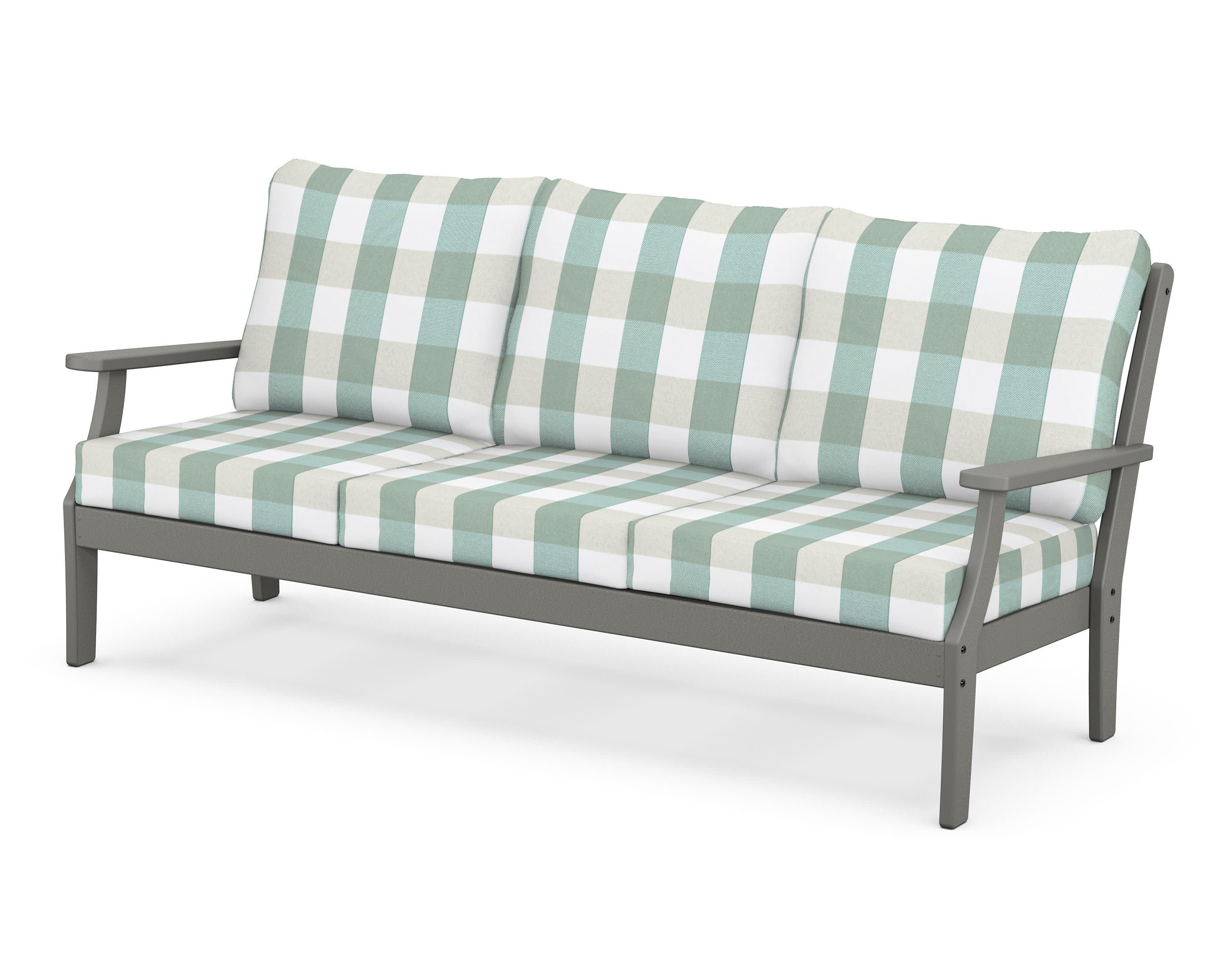 Braxton Deep Seating Sofa in Slate Grey / Buffalo Plaid Glacier Spa