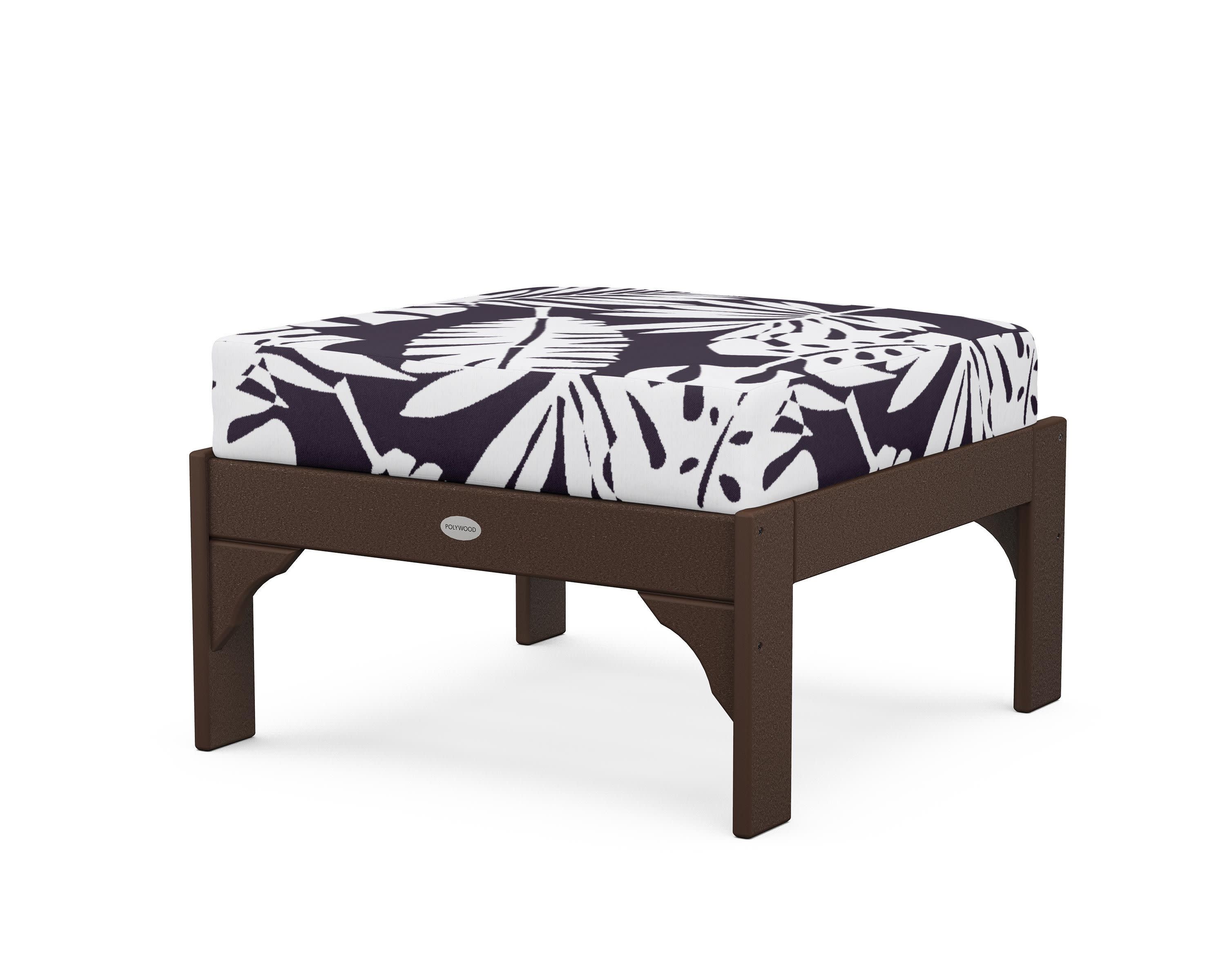 Vineyard Deep Seating Ottoman in Mahogany / Leaf Navy