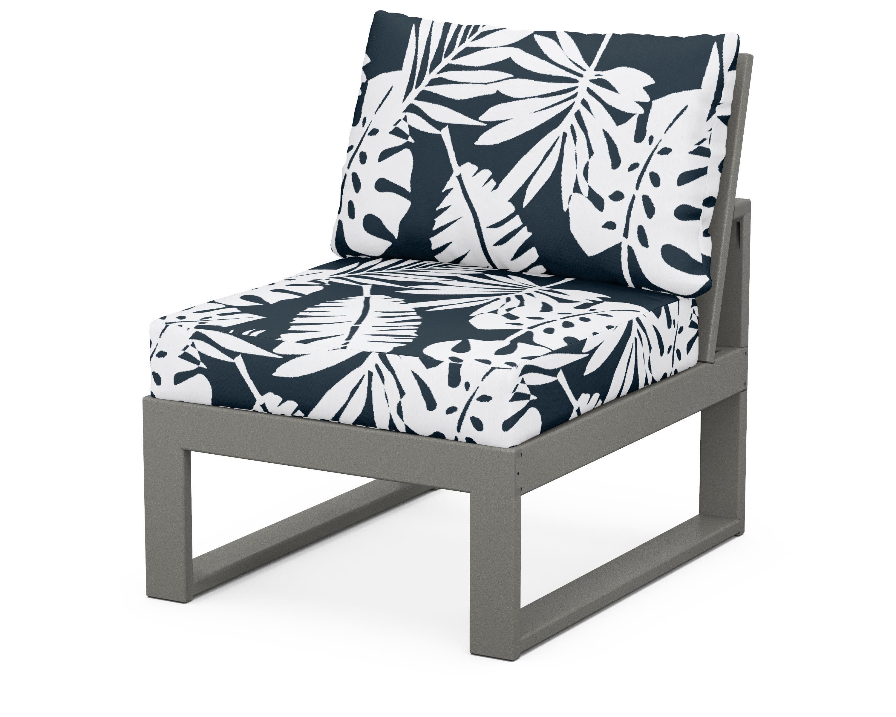Modular Armless Chair in Slate Grey / Leaf Marine Indigo