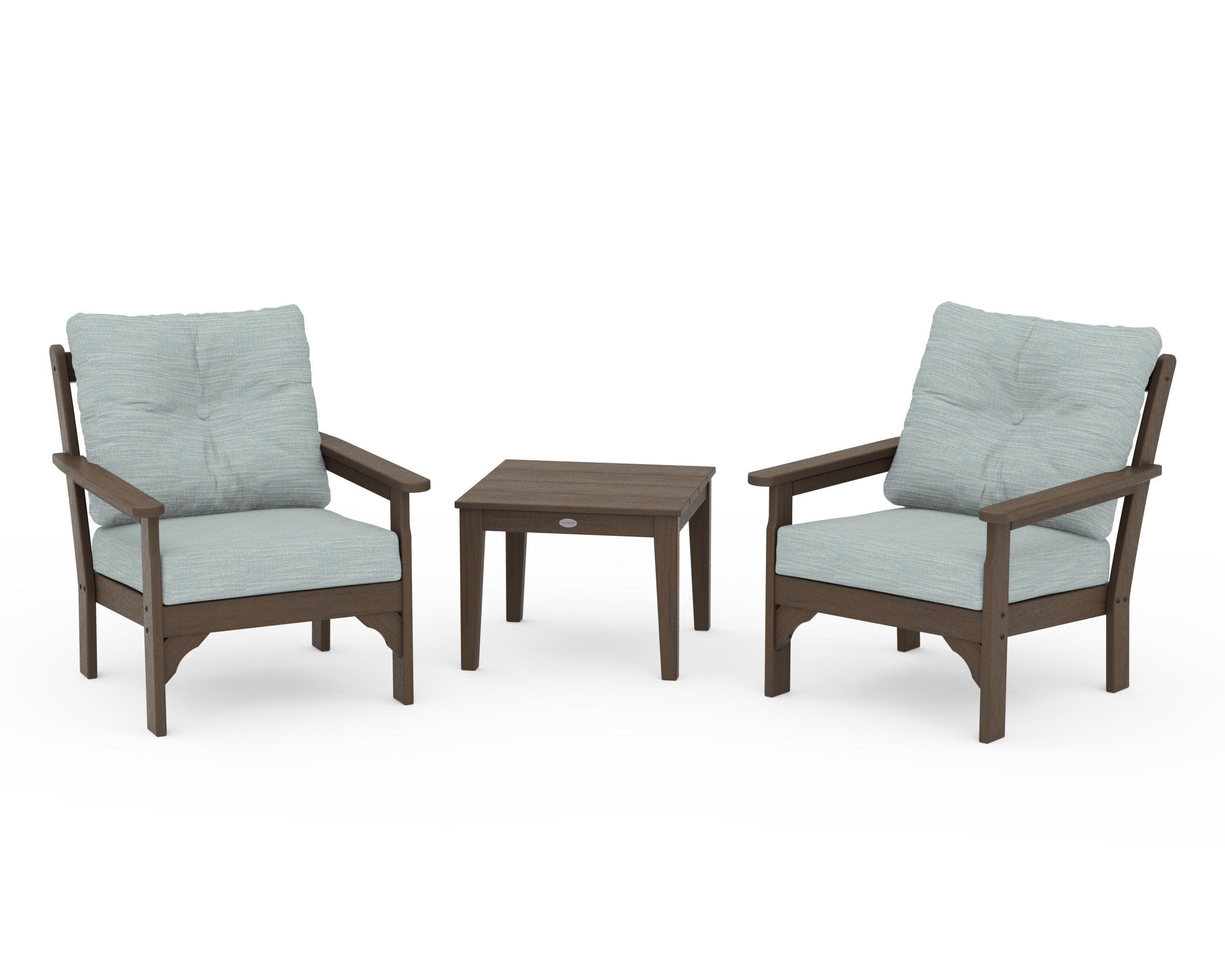 Vineyard 3-Piece Deep Seating Set in Kona / Soothe Mist