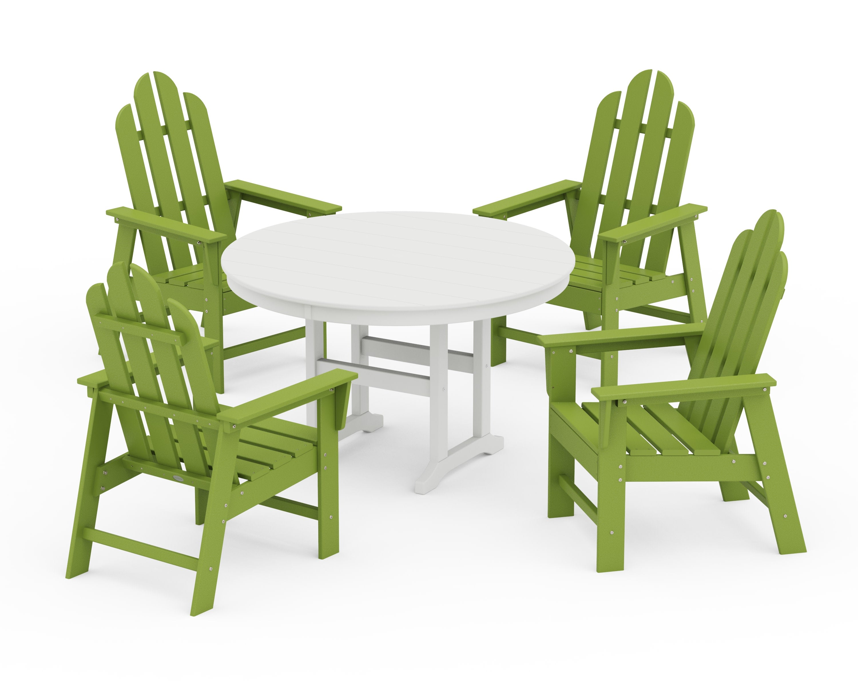 Long Island 5-Piece Round Farmhouse Dining Set in Lime / White