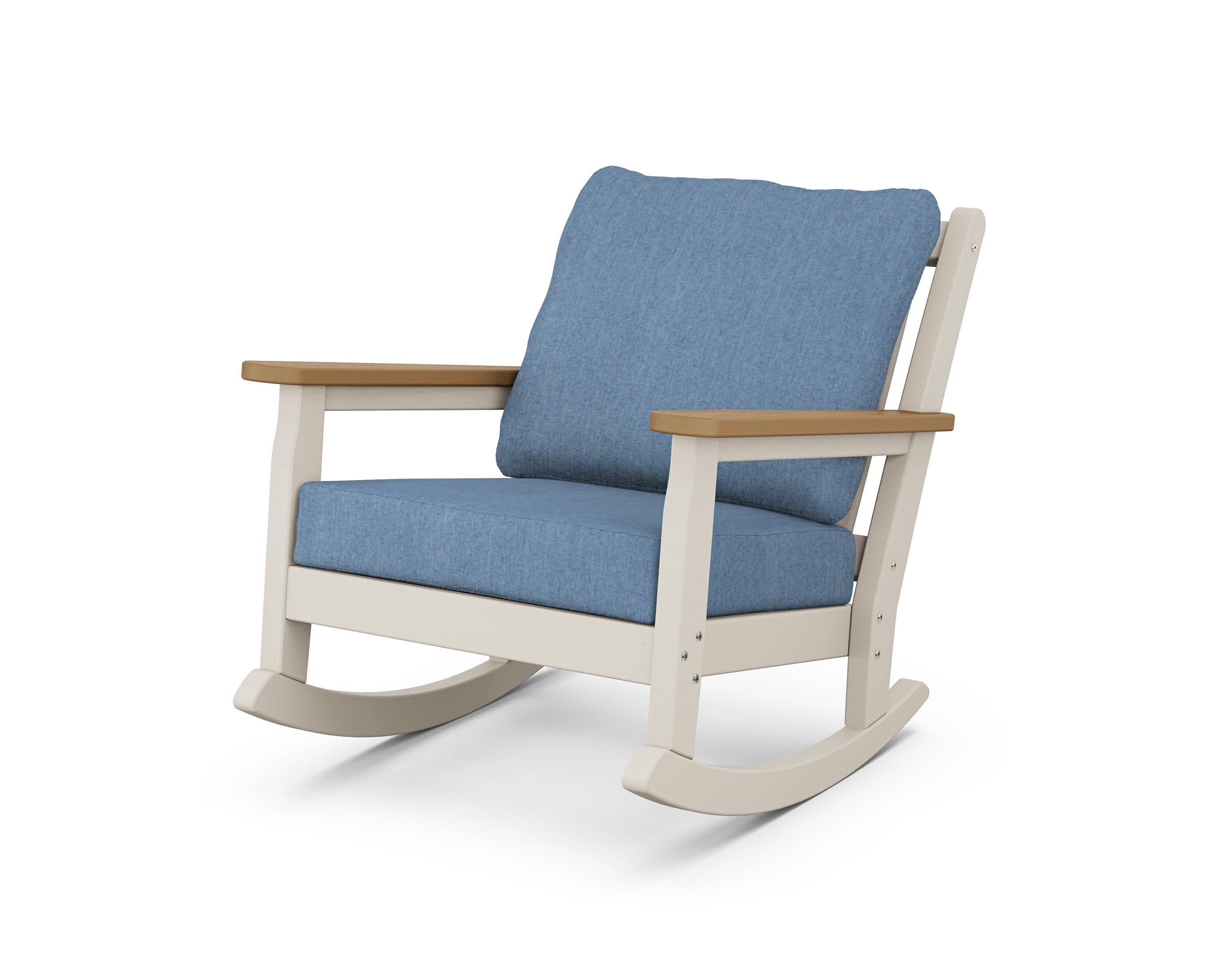 Chippendale Deep Seating Rocking Chair in Sand / Natural / Sky Blue