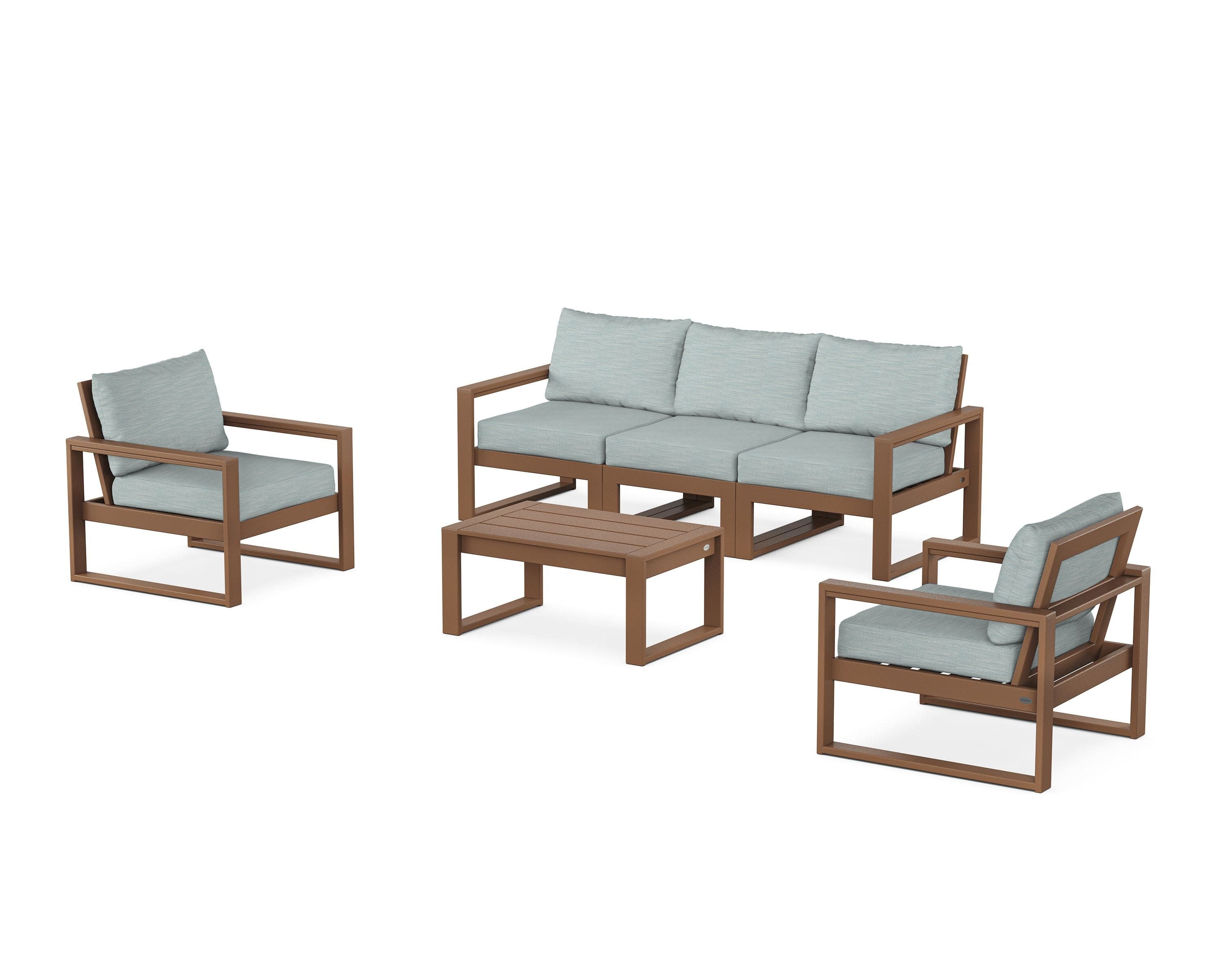 EDGE Sectional 4-Piece Deep Seating Set with Sofa in Teak / Soothe Mist