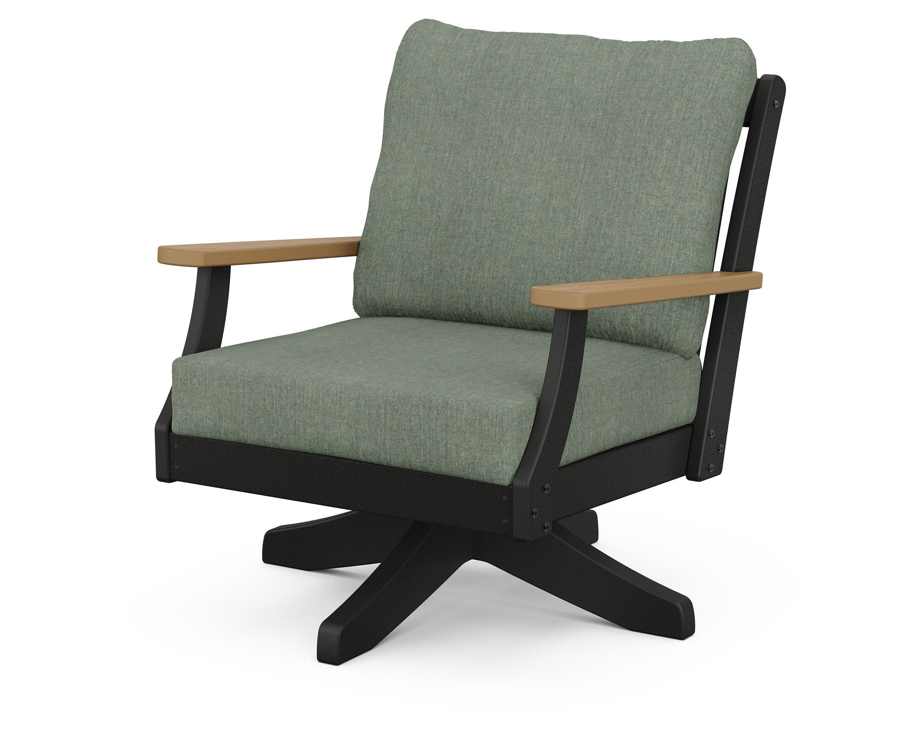 Braxton Deep Seating Swivel Chair in Black / Natural / Cast Sage
