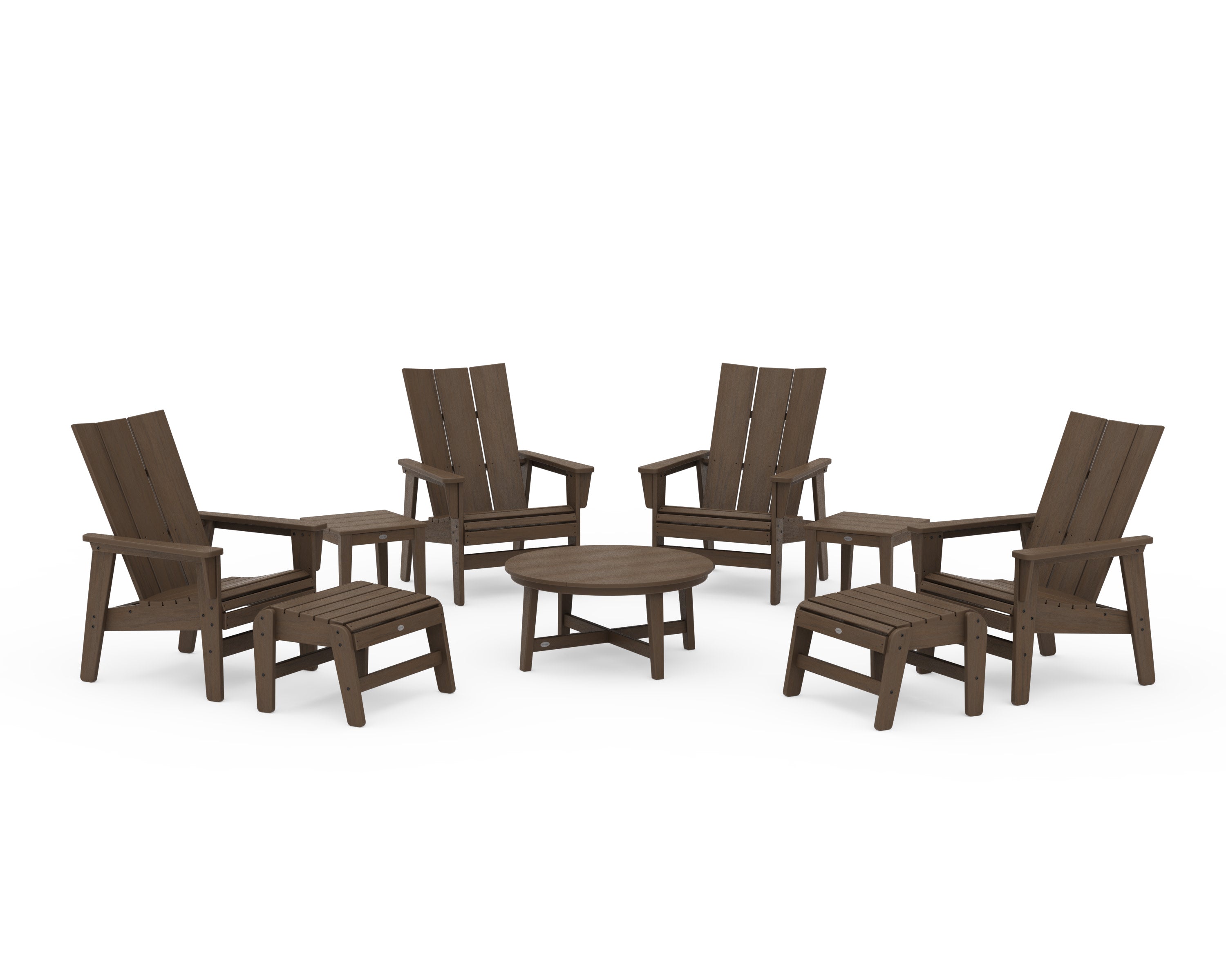 Modern Grand Upright Adirondack 9-Piece Conversation Set in Kona