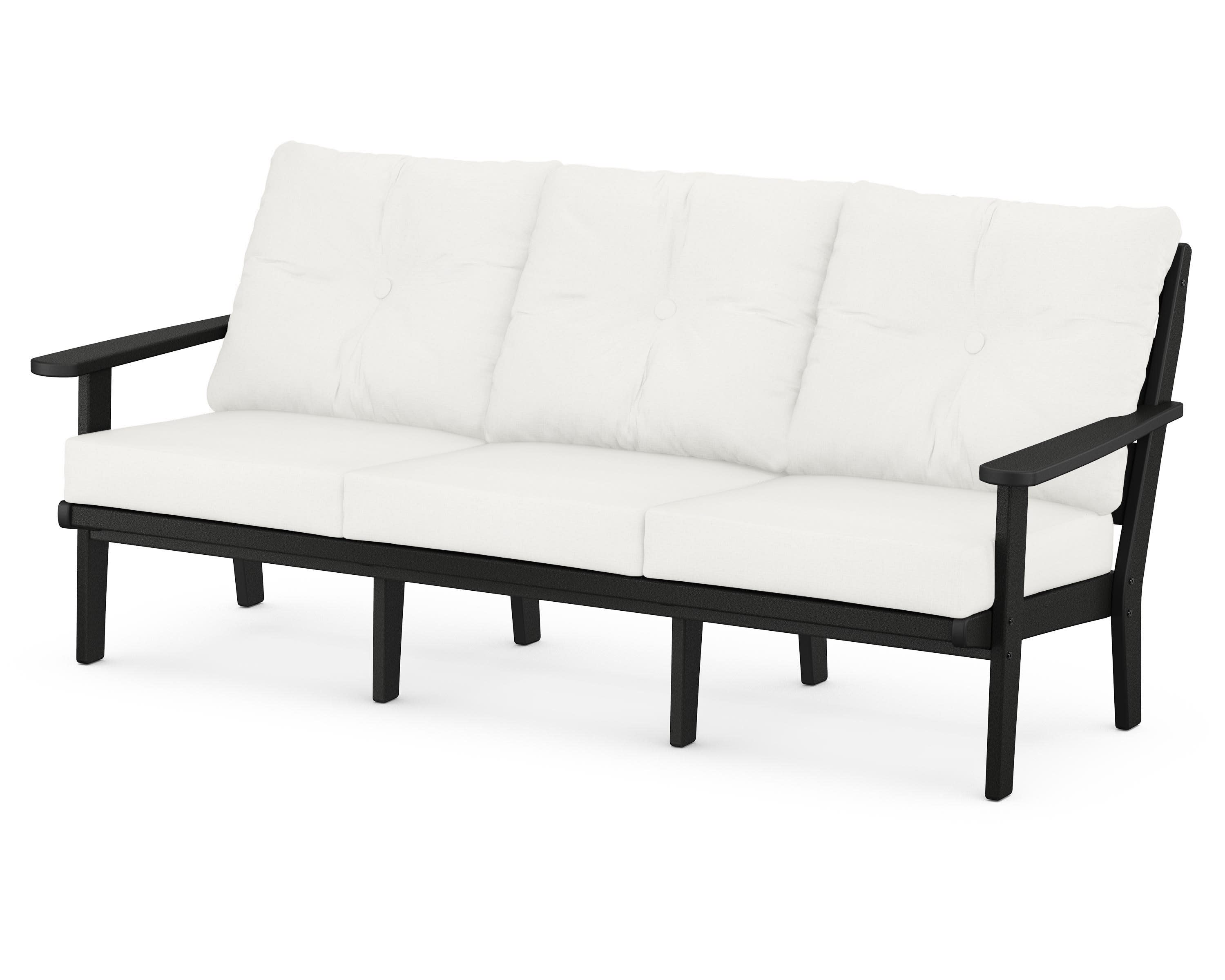 Lakeside Deep Seating Sofa in Black / Natural Linen